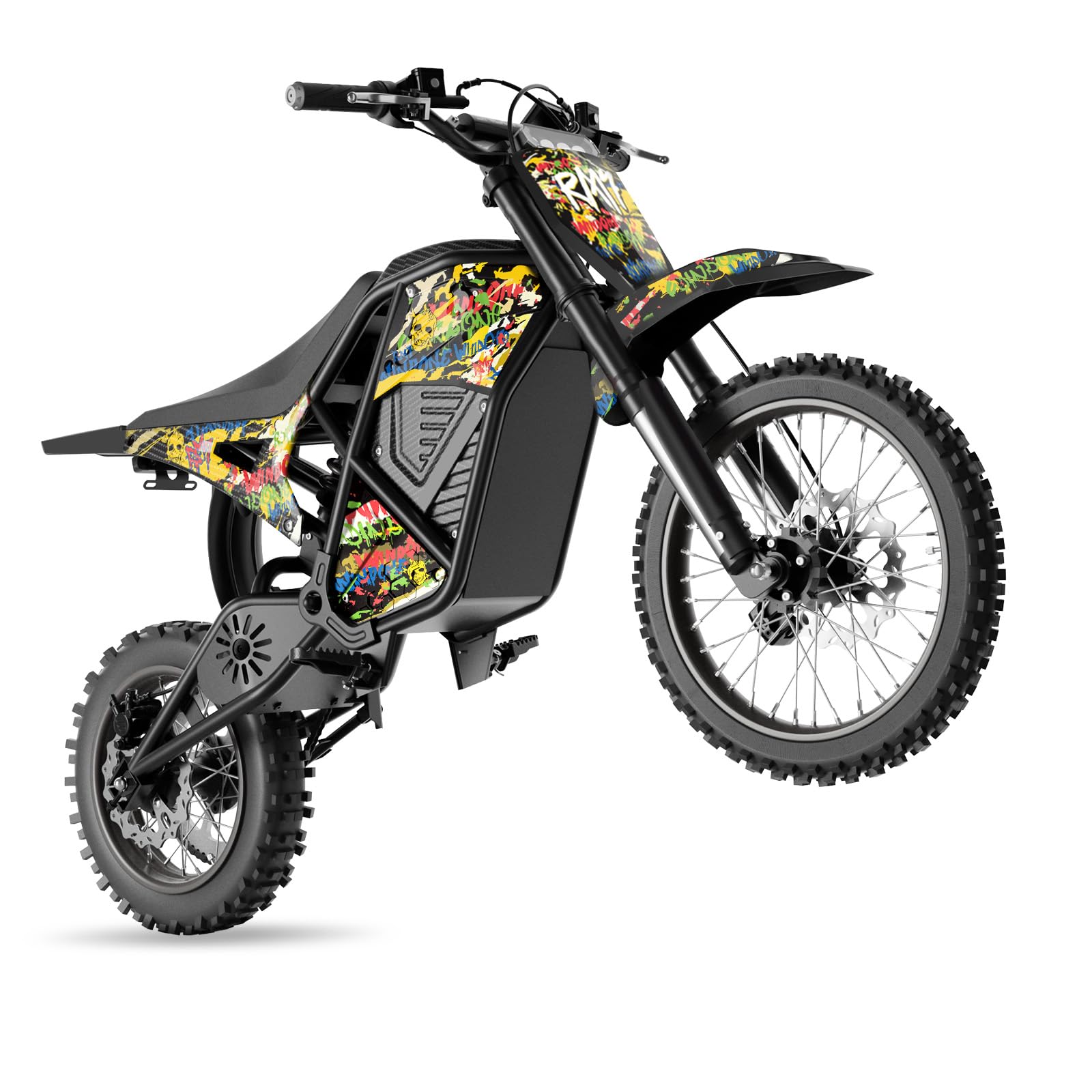 RM7 Electric Dirt Bike for Adults & Teens, 2200W Peak Ebike, 48V 22.5Ah, 37 MPH, 45 Miles, 14"/12" Tire Off-Road Electric Motorcycle, Dual Hydraulic Brakes, Fit Age 13+