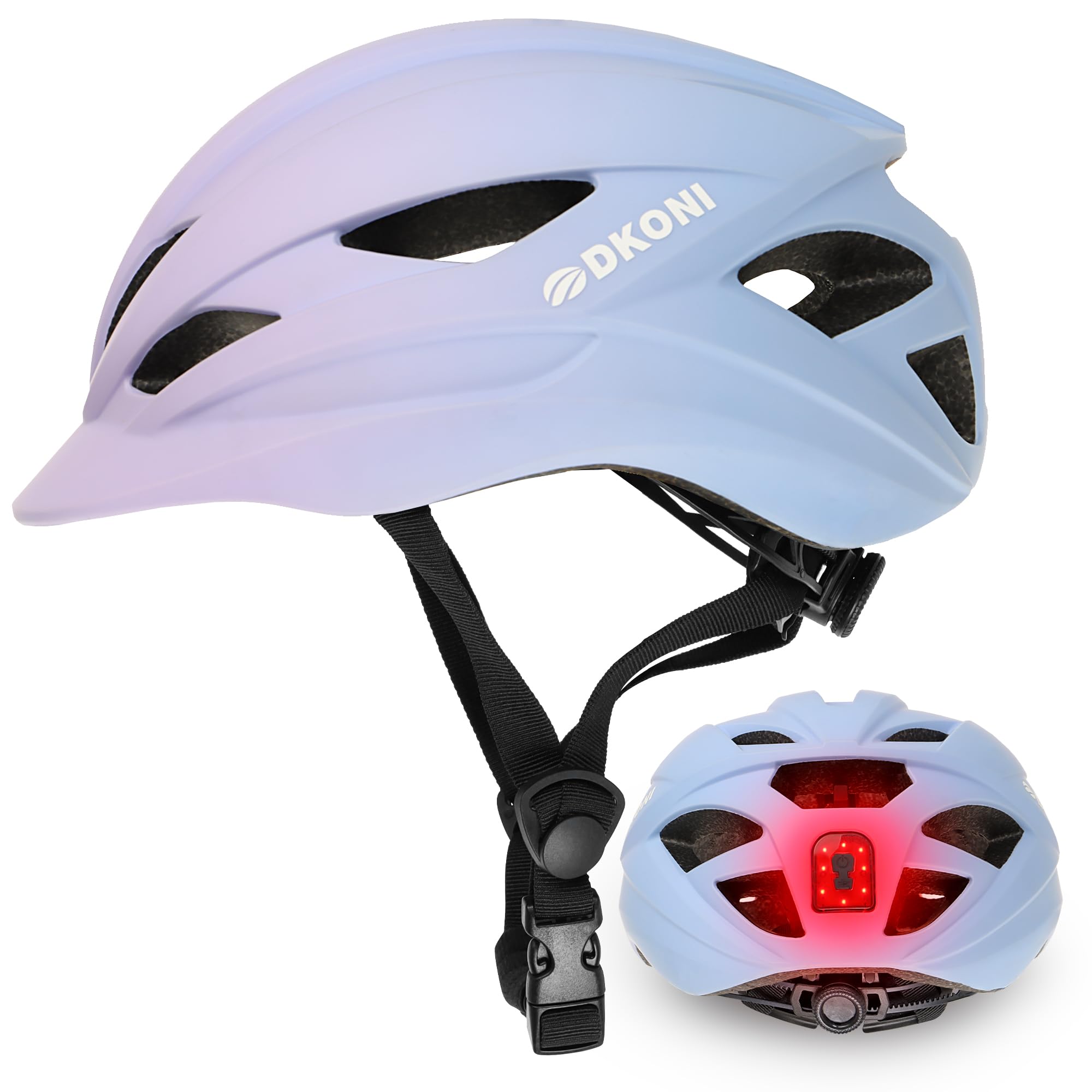 DKONI Bike Helmet Adult Urban:Bicycle Helmet for Men Women with USB Charge Detachable Taillight Helmets for Commuter Cycling Scooters