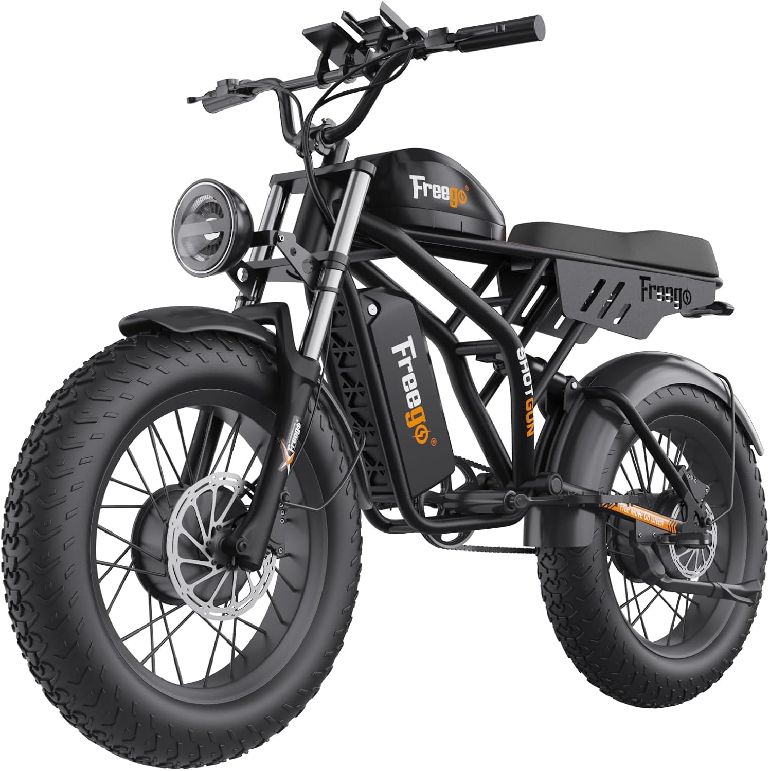 Freego Electric Motorcycle Bike for Adults, Dual Motor & Battery, 2000W/48V/40Ah, 20x4 Fat Tires Off Road Electric Dirt Bike Bicycle, Max 35MPH & 110 Mile Dual Supension 4 Piston Hydraulic Brake