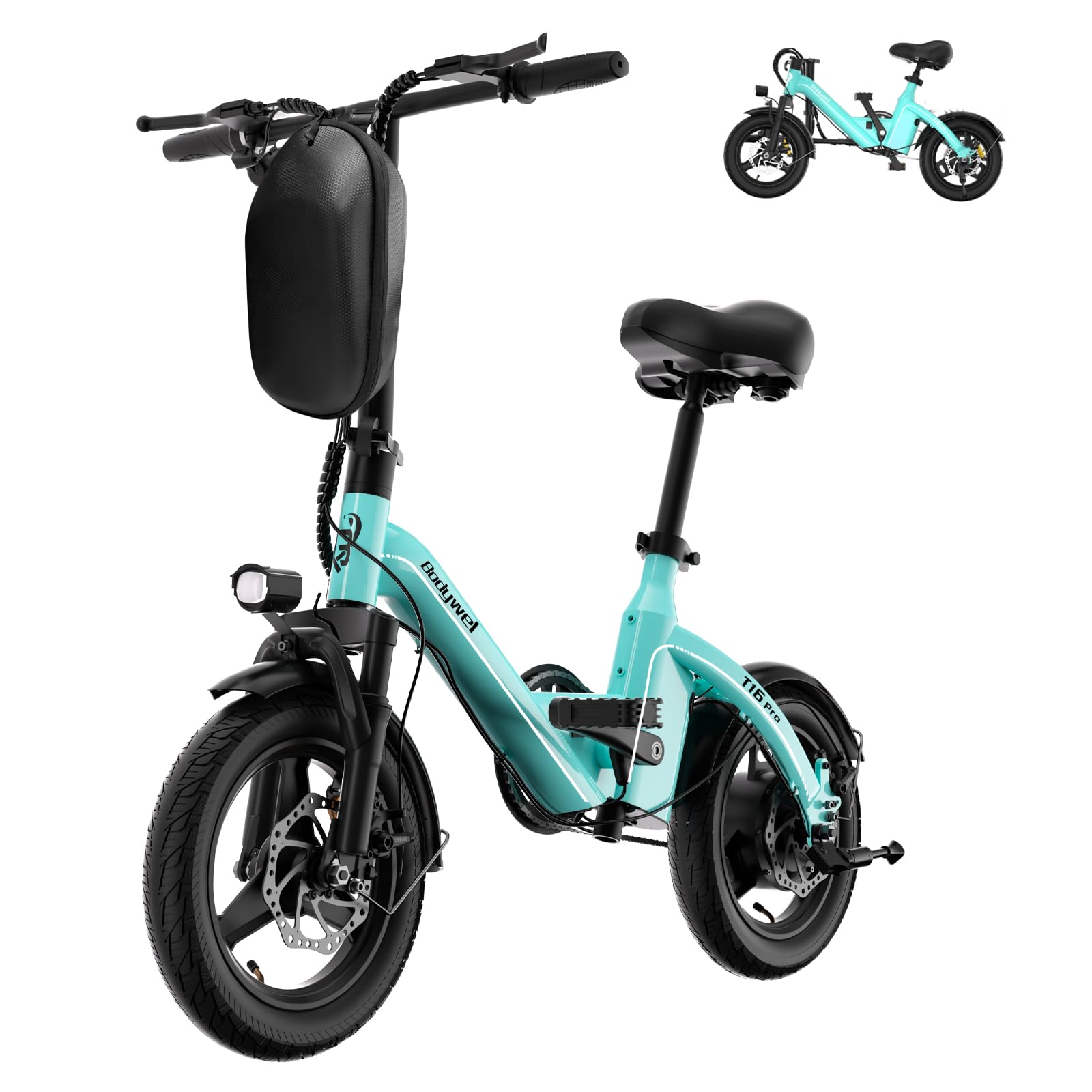 Bodywel Electric Bike for Adults, 14" Mini Foldable Ebike, 400W Peak Motor, 20 MPH, 25 Miles Range, City Commuter