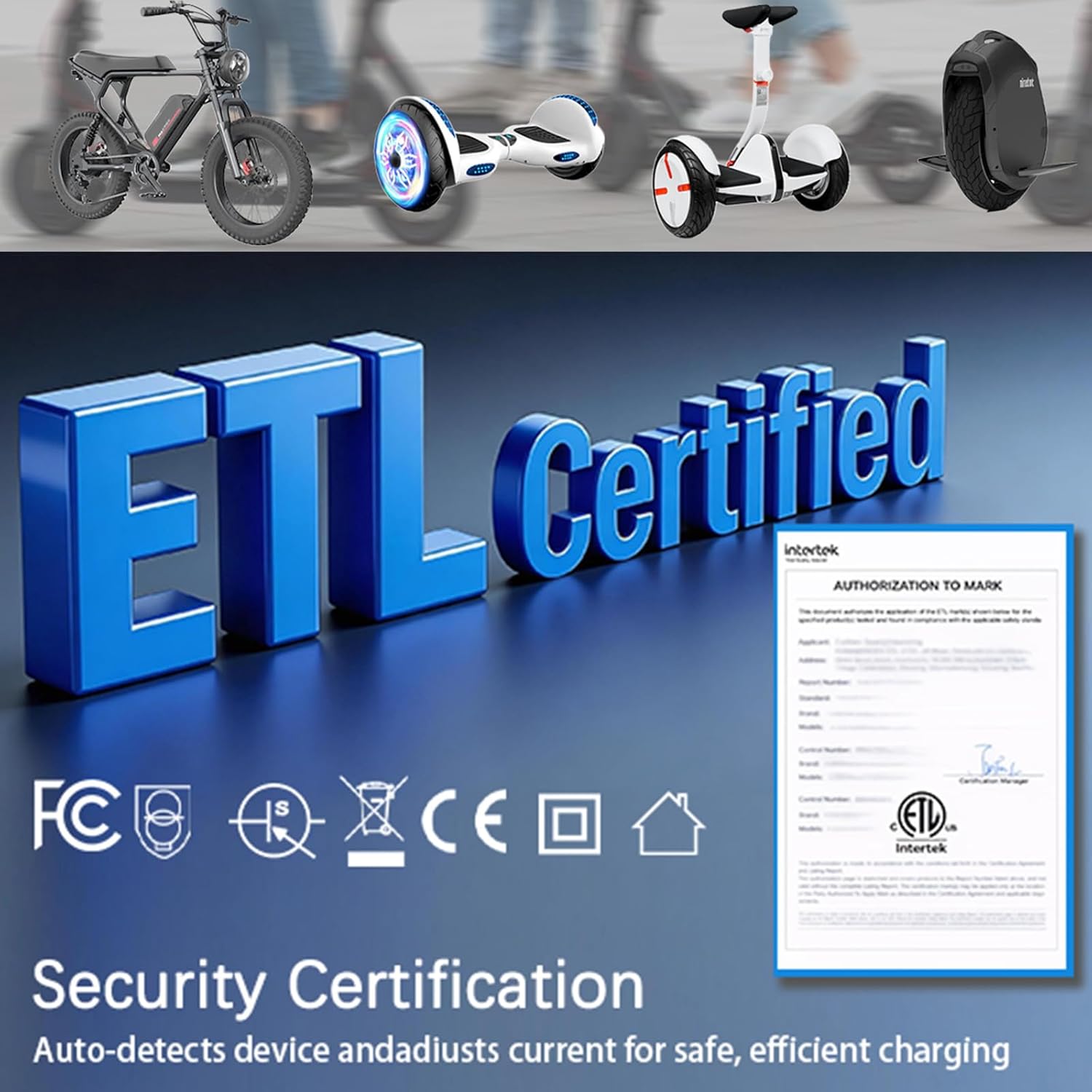 ETL Certified 54.6V 1.5A Electric Bike & Scooter Charger, 7-in-1 Universal Fast Charger Replacement for 48V 13S Lithium Battery, Compatible with Razor Gotrax Xiaomi Jetson Ninebot Hoverboard & E-Bike