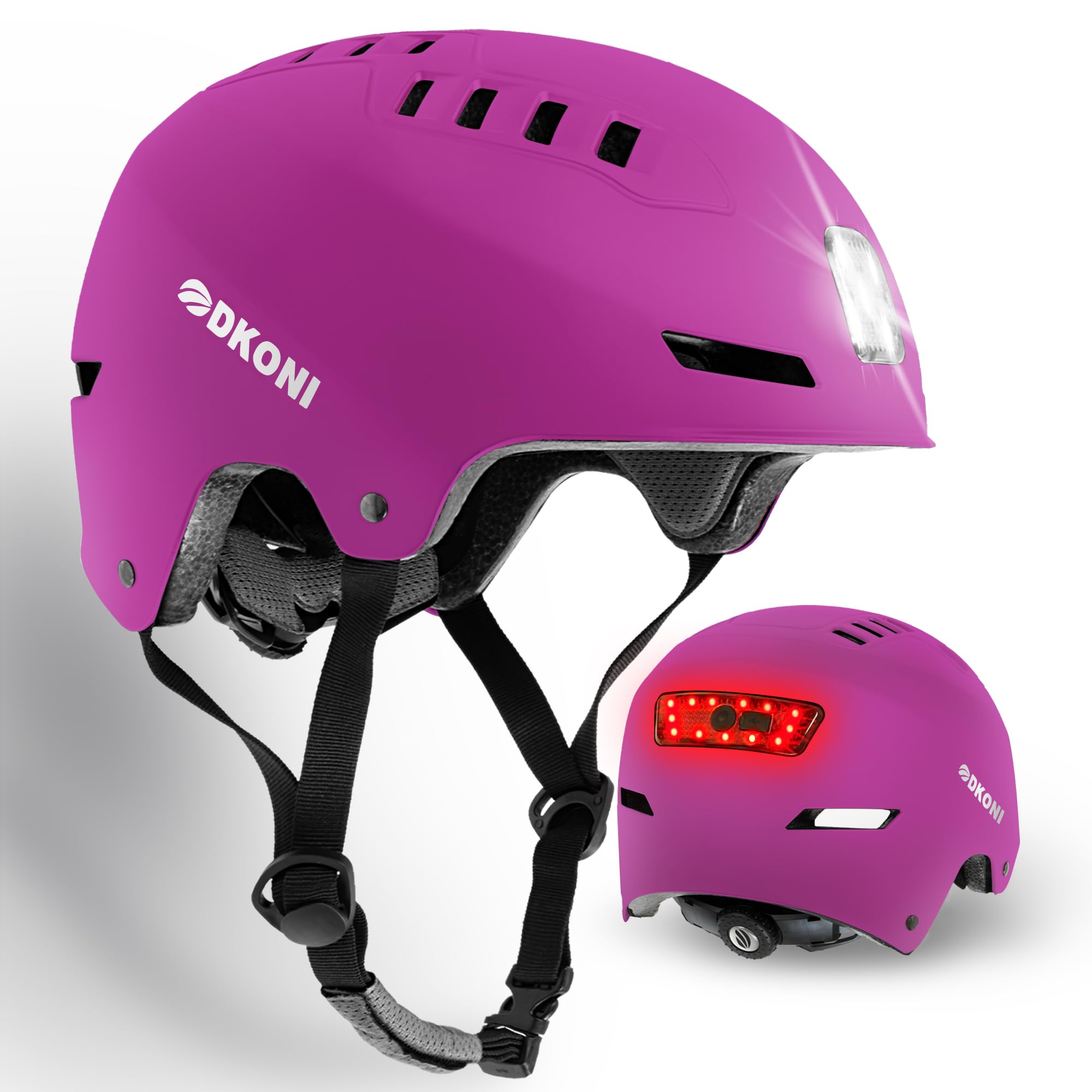 DKONI Bike Helmet with LED Lights Bicycle Helmets Commuter Cycling Helmet USB Rechargeable Front & Back LED Light Helmet for Adult Men Women