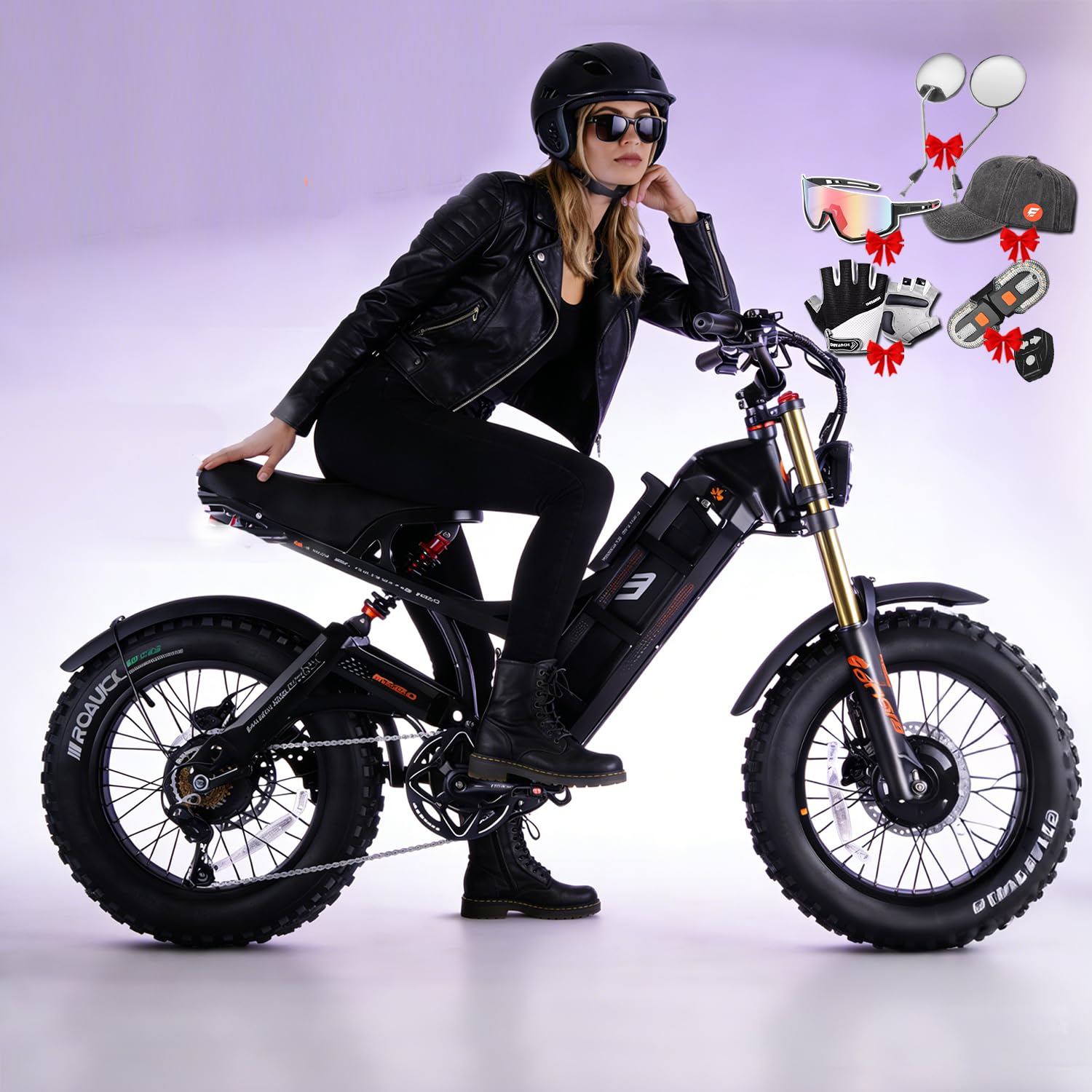 eAhora 2026 Romeo Electric Bike - Adults 40-50MPH 2500W/5600W Dual Motor 60V 80AH 250Miles Long Range Ebike, 26" Fat Tire Fast Electric Mountain Bike Full Suspension Off-Road E-Bike