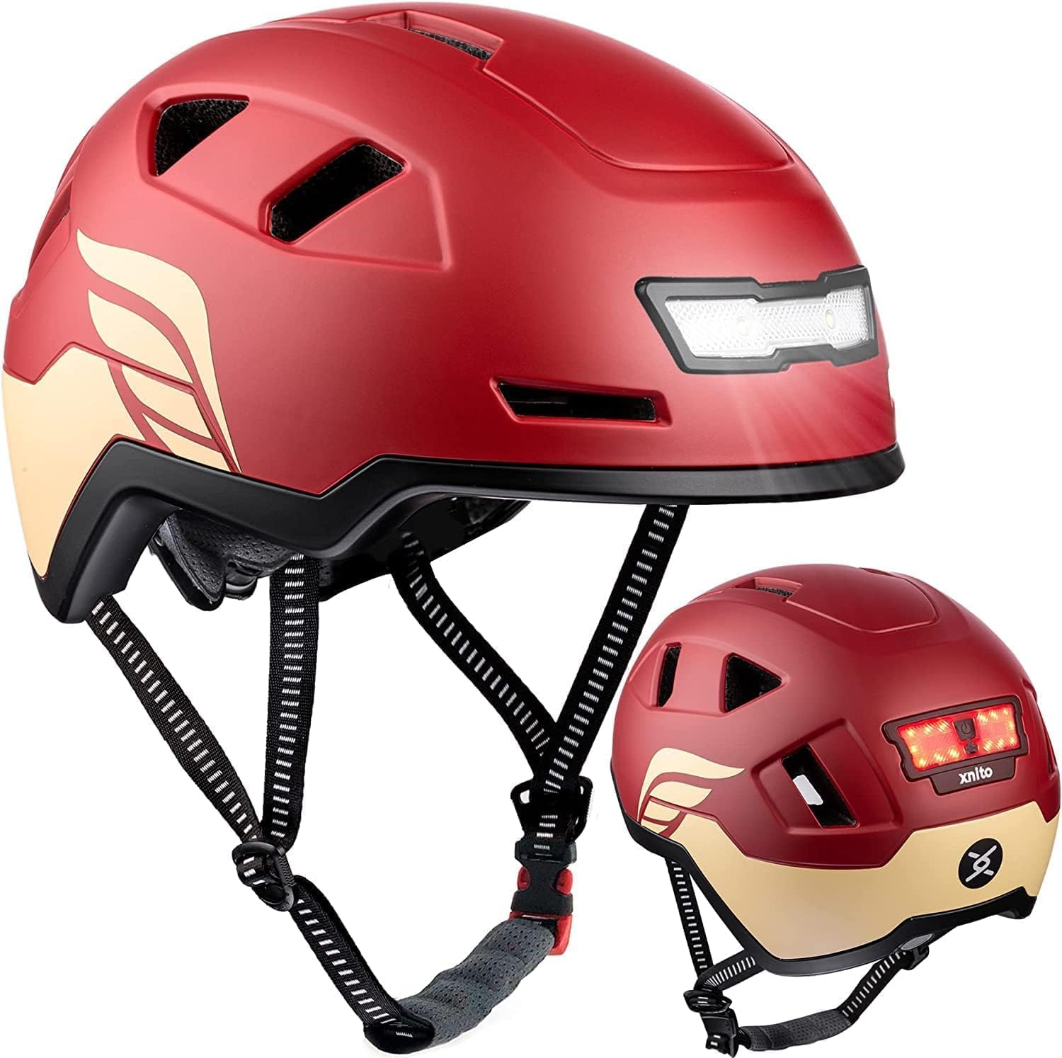 XNITO Bike Helmet with LED Lights - Urban Bicycle Helmet for Adults, Men & Women - CPSC & NTA-8776 Dual Certified - Class 3 E-Bikes, Scooters, Onewheel, Commuter, Mountain