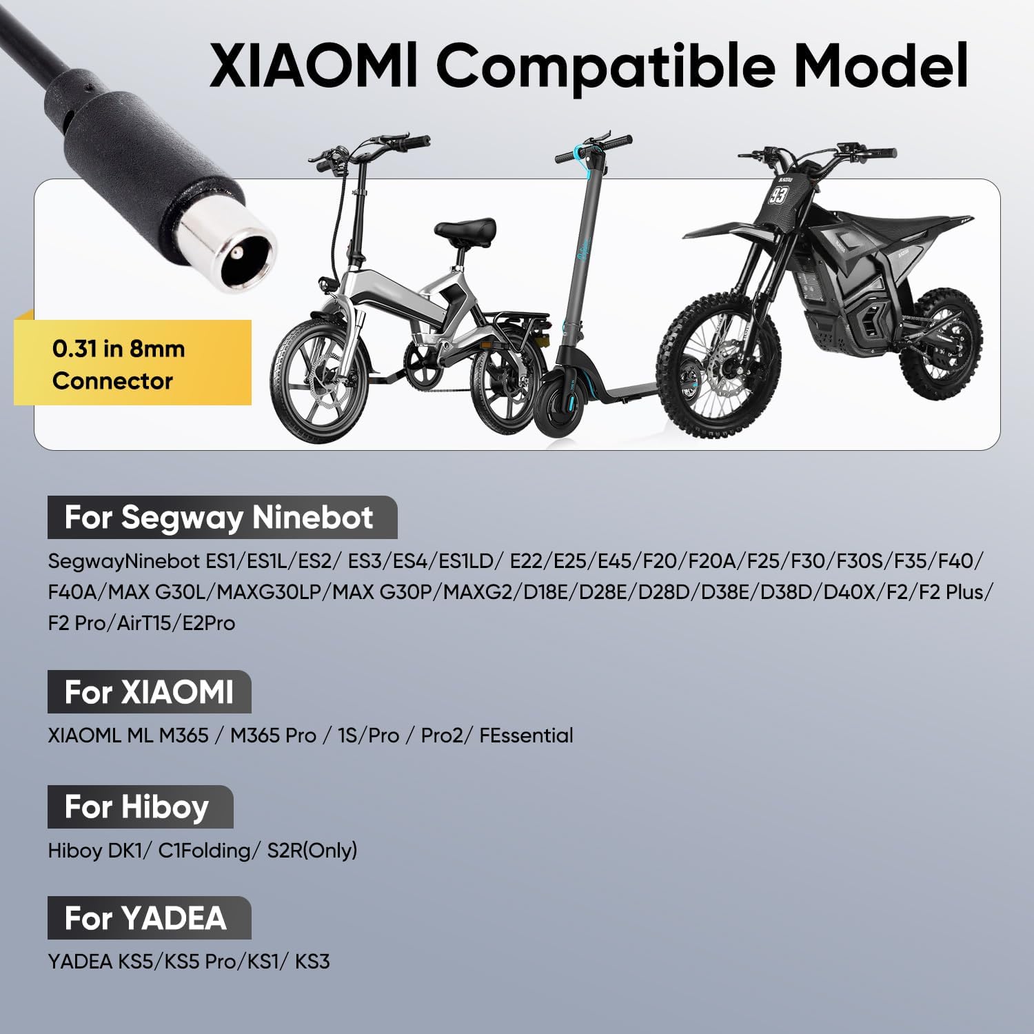 UL Certified 42V 2A Replacement Electric Scooter Charger with 6-Prong for 36V Hoverboard Charger, Compatible with GOTRAX/ninebot/Jetson/Voyage Scooter Power Adapter
