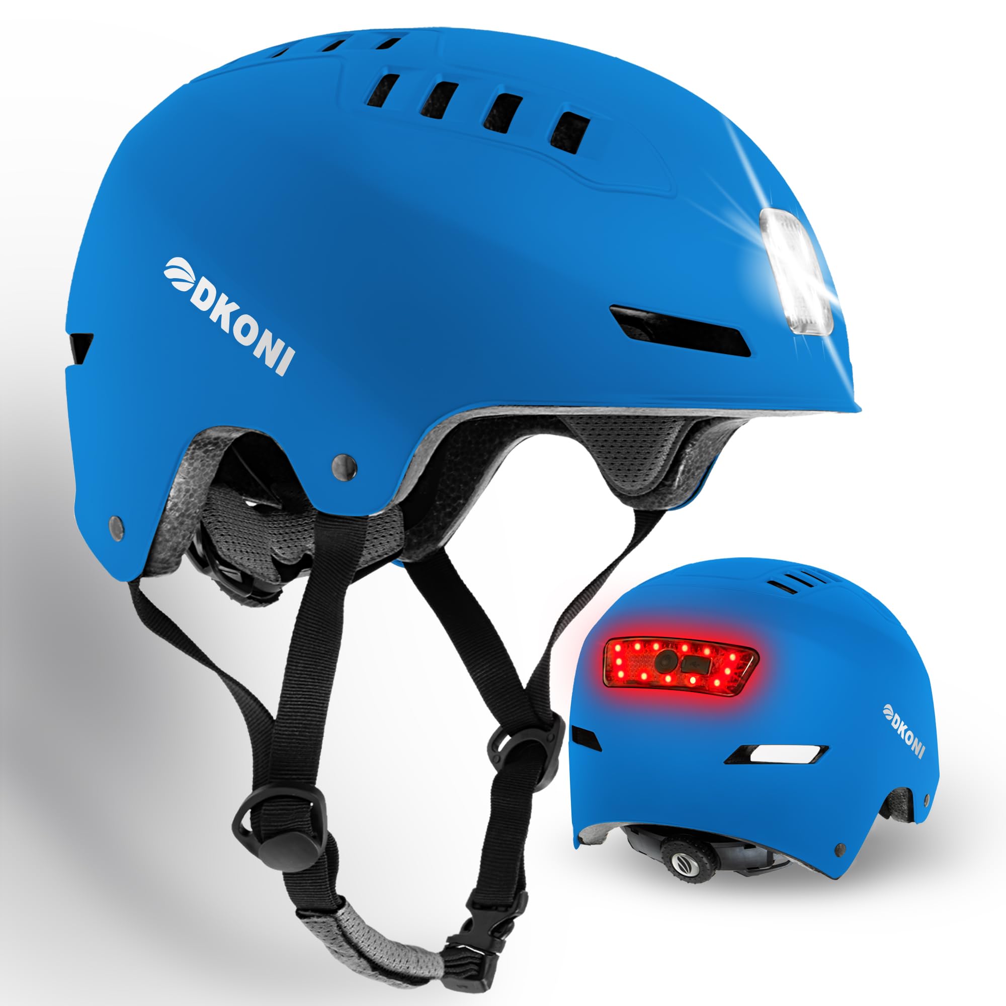 DKONI Bike Helmet with LED Lights Bicycle Helmets Commuter Cycling Helmet USB Rechargeable Front & Back LED Light Helmet for Adult Men Women