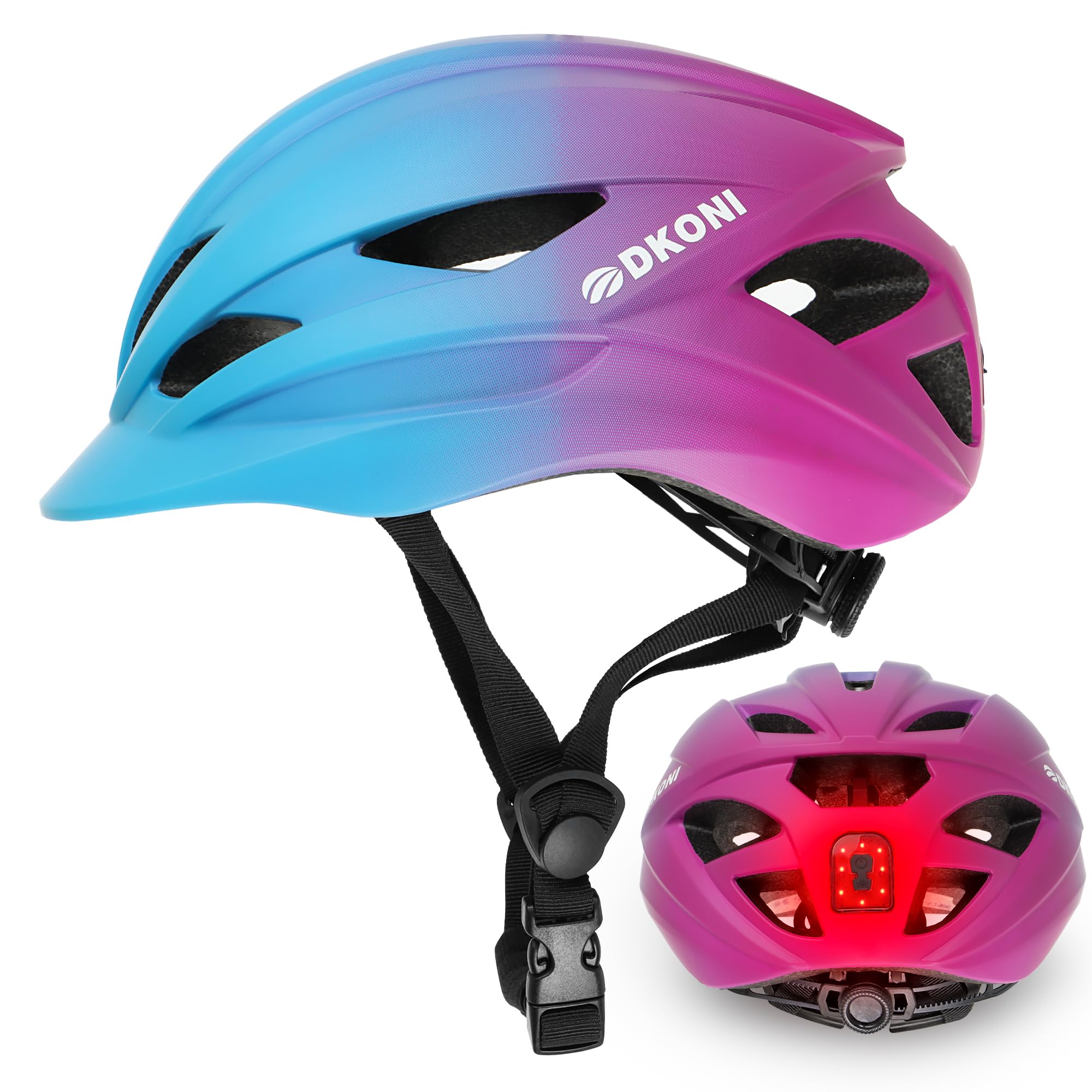 DKONI Bike Helmet Adult Urban:Bicycle Helmet for Men Women with USB Charge Detachable Taillight Helmets for Commuter Cycling Scooters