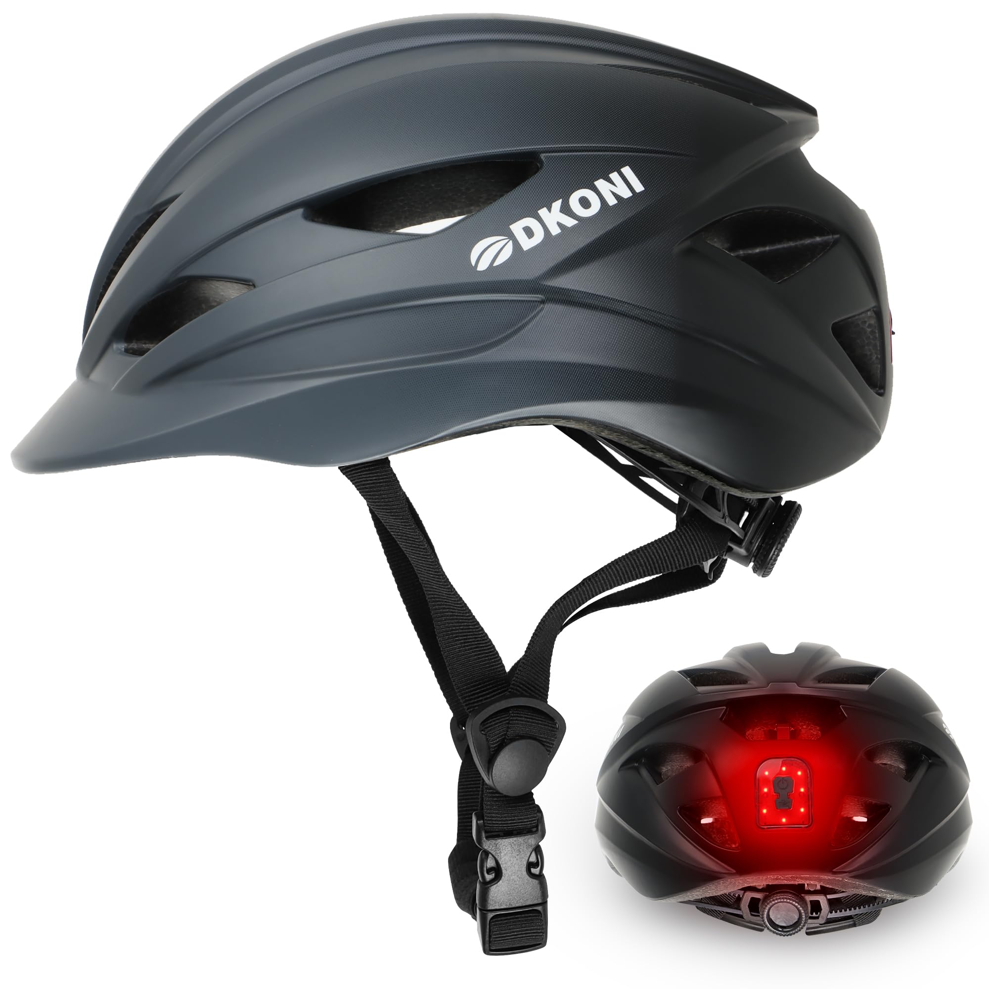 DKONI Bike Helmet Adult Urban:Bicycle Helmet for Men Women with USB Charge Detachable Taillight Helmets for Commuter Cycling Scooters