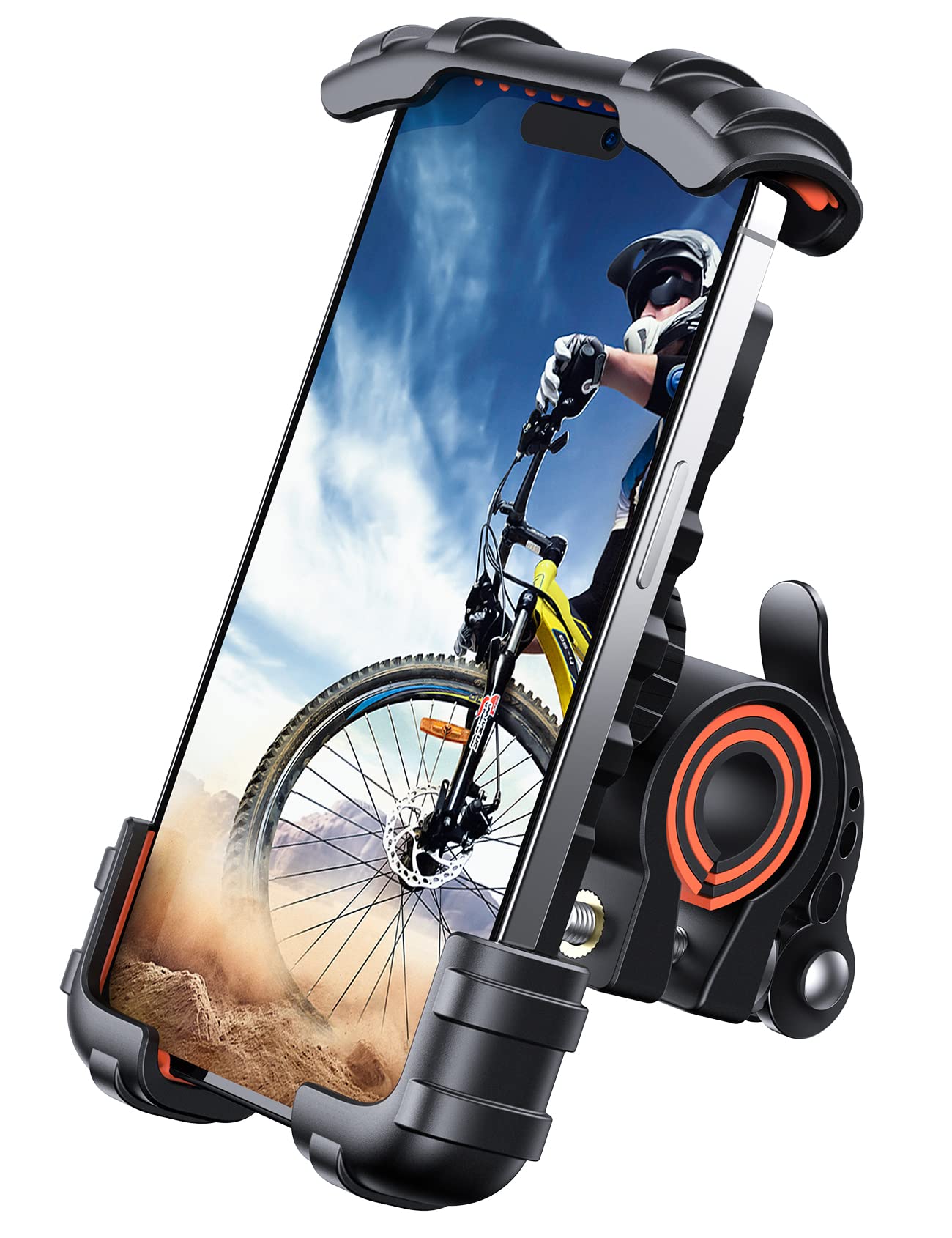 Lamicall Bike Phone Holder, Motorcycle Mount - Motorcycle Phone Holder, Handlebar Cell Phone Clamp, E-Bike Scooter Phone Clip for iPhone 17 Air Pro Max, 16 15 Plus, S20, 4.7 to 6.8" Smartphones