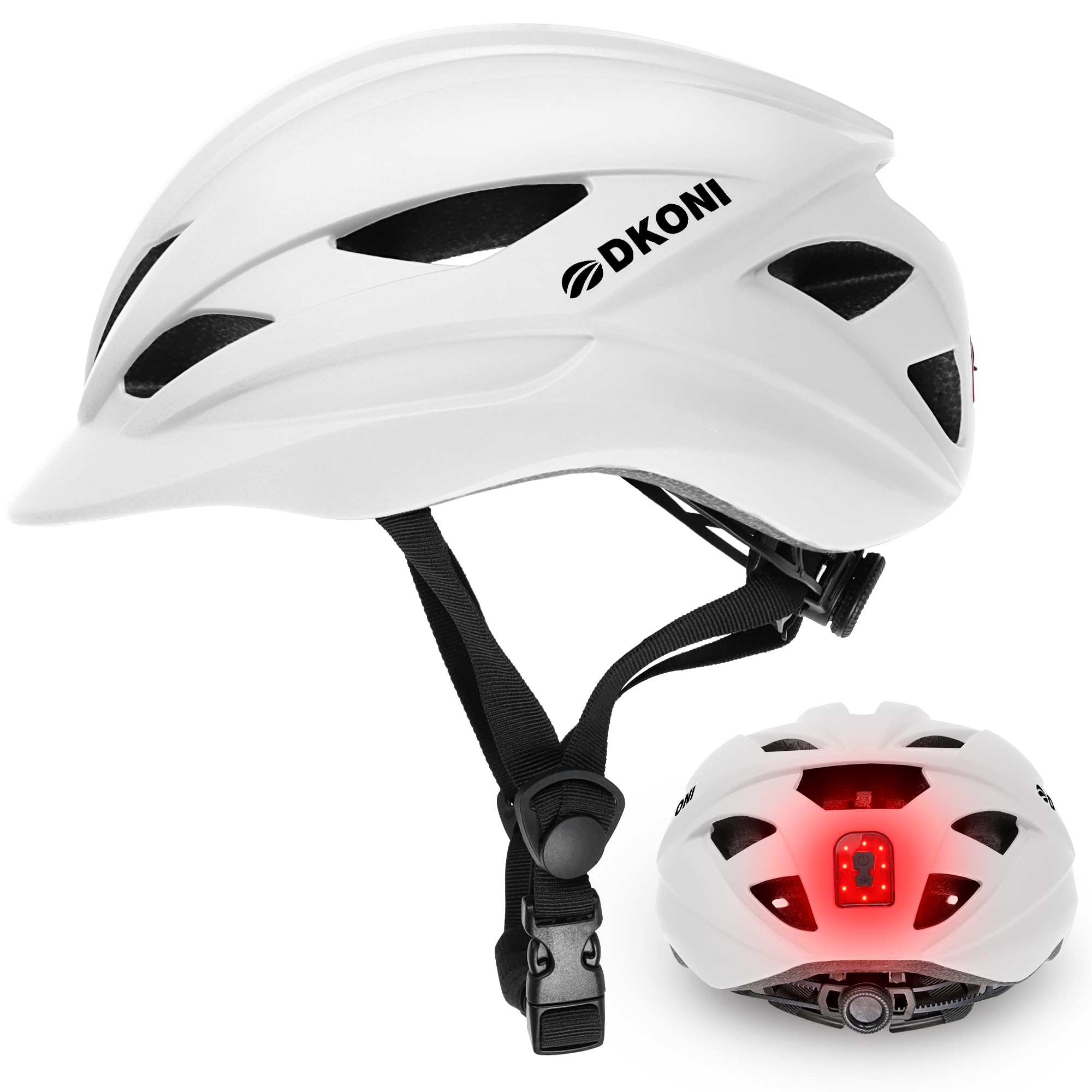 DKONI Bike Helmet Adult Urban:Bicycle Helmet for Men Women with USB Charge Detachable Taillight Helmets for Commuter Cycling Scooters
