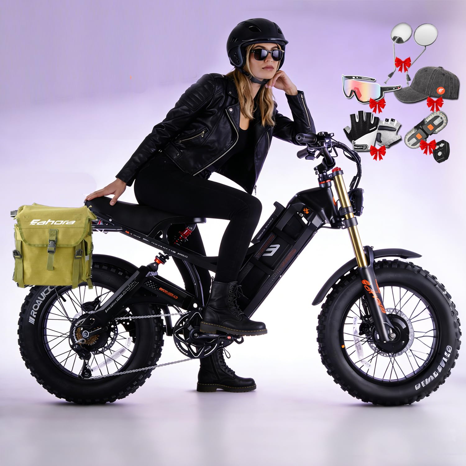 eAhora 2026 Romeo Electric Bike - Adults 40-50MPH 2500W/5600W Dual Motor 60V 80AH 250Miles Long Range Ebike, 26" Fat Tire Fast Electric Mountain Bike Full Suspension Off-Road E-Bike