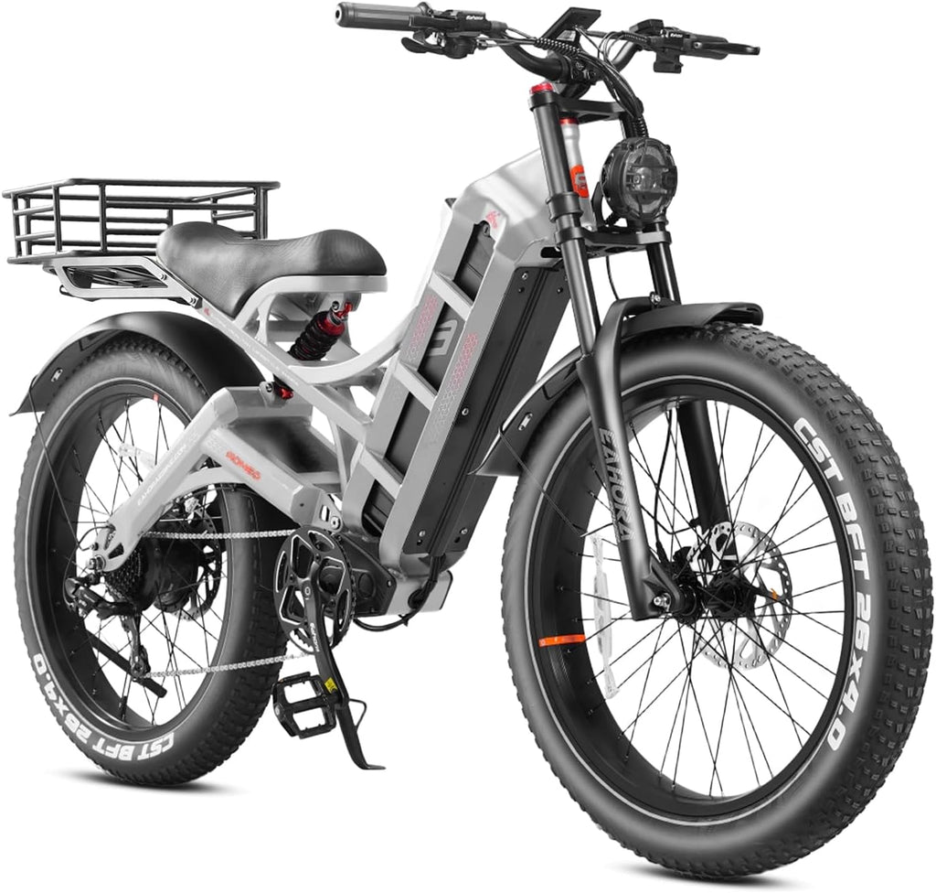 eAhora 2026 Romeo Electric Bike - Adults 40-50MPH 2500W/5600W Dual Motor 60V 80AH 250Miles Long Range Ebike, 26" Fat Tire Fast Electric Mountain Bike Full Suspension Off-Road E-Bike