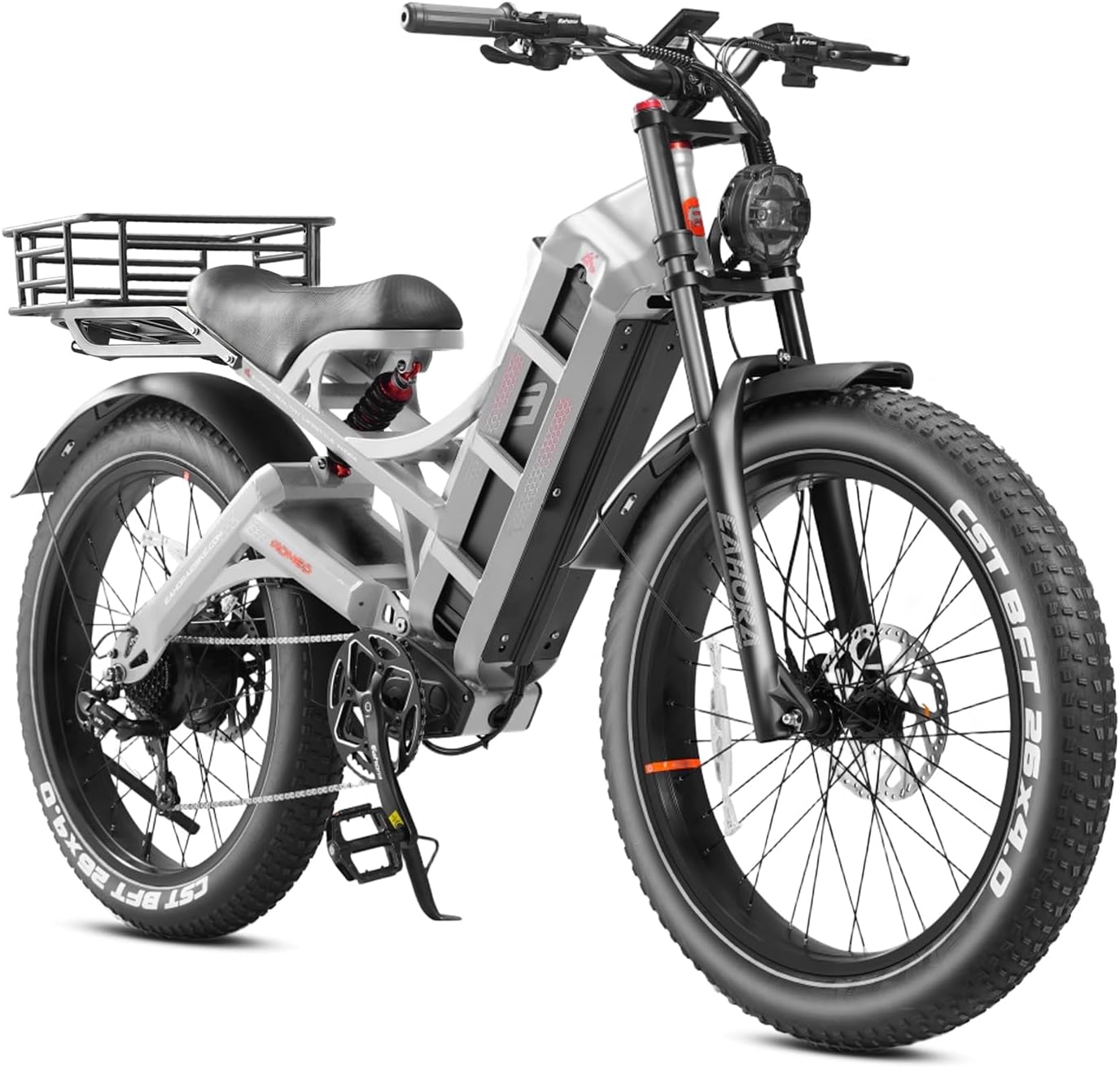 eAhora 2026 Romeo Electric Bike - Adults 40-50MPH 2500W/5600W Dual Motor 60V 80AH 250Miles Long Range Ebike, 26" Fat Tire Fast Electric Mountain Bike Full Suspension Off-Road E-Bike