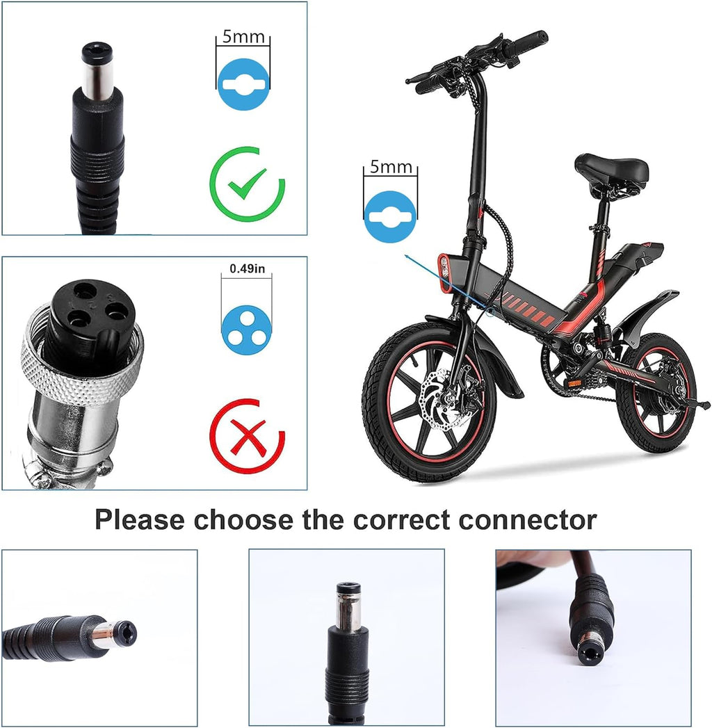 EVAPLUS 54.6V Smart Charger for 48V Lithium Batteries - UL Certified, Fast Charging with Multi-Safety Protection, Compatible with Electric Bikes/Scooters, DC 5.5 * 2.5/2.1mm Connector