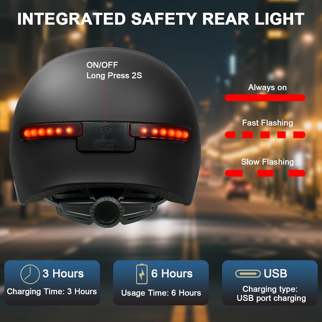 AIDY-PRO Smart Bike Helmet with Bluetooth for Men Women, Bluetooth Bike Helmet Built-in Speakers, Microphone and Rear LED Lights, Road Bicycle E-Bikes Commuter Helmets