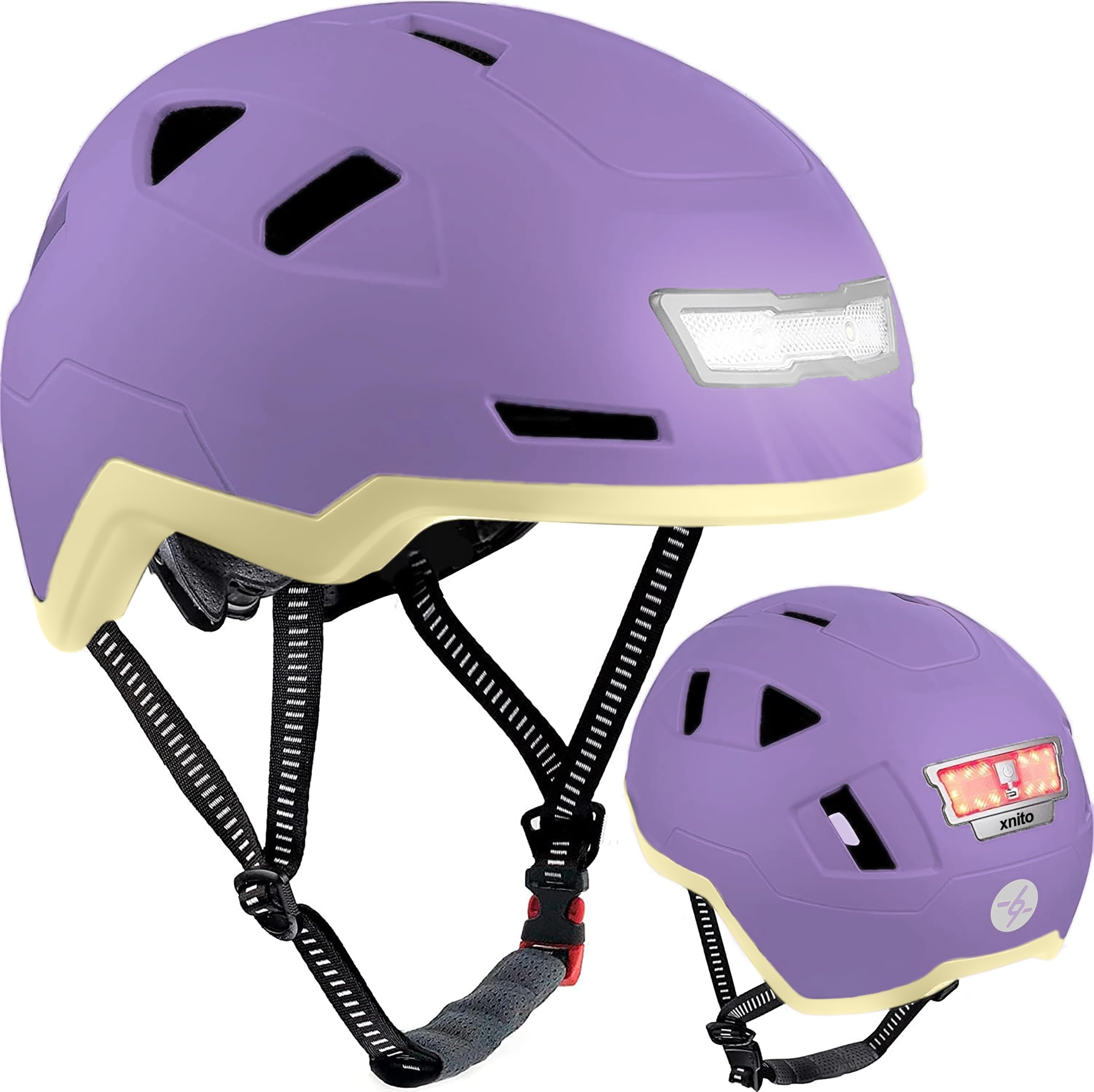 XNITO Bike Helmet with LED Lights - Urban Bicycle Helmet for Adults, Men & Women - CPSC & NTA-8776 Dual Certified - Class 3 E-Bikes, Scooters, Onewheel, Commuter, Mountain