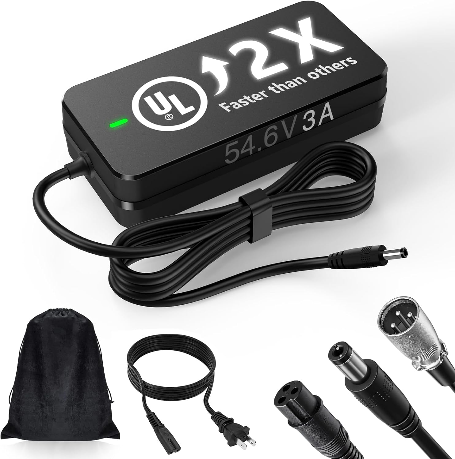 UL Certified 54.6V 3A Faster ebike Charger for 48V Lithium Batteries - with Auto Shutoff, Intelligent Temperature Control, V0 Fireproof Case, Compatible with TST, ESKUTE Electric Bikes