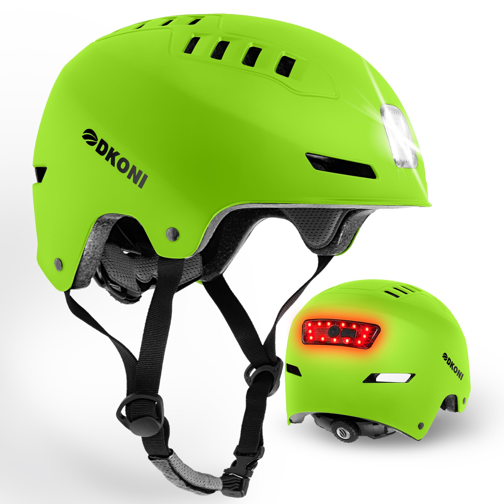 DKONI Bike Helmet with LED Lights Bicycle Helmets Commuter Cycling Helmet USB Rechargeable Front & Back LED Light Helmet for Adult Men Women