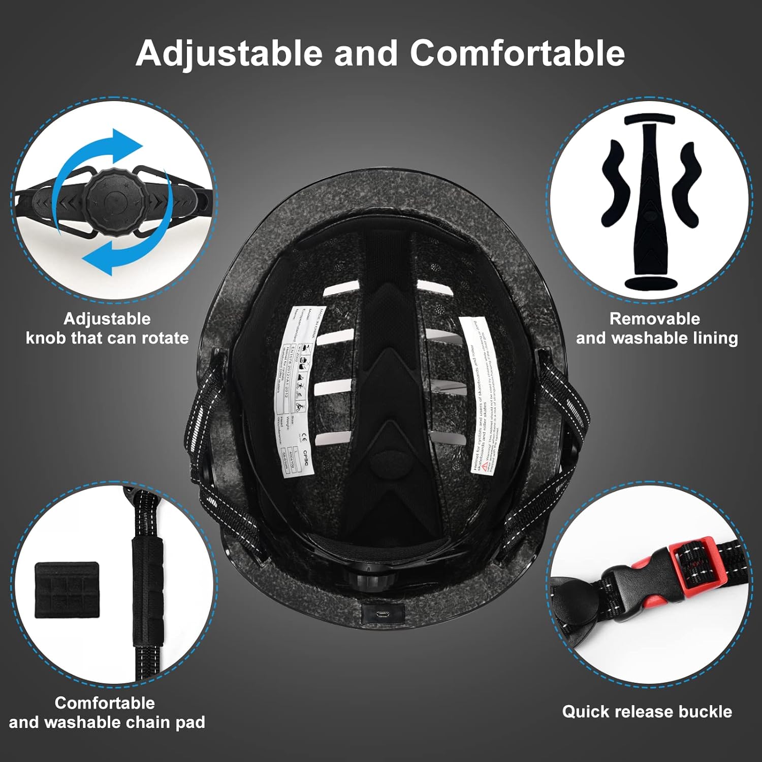 Bike Helmet for Adults with Front and Rear LED Lights - Safety Certified Lightweight Adjustable Bicycle Helmet for Men Women, Perfect for Urban Commuting, Road Cycling, Skating, Scooter