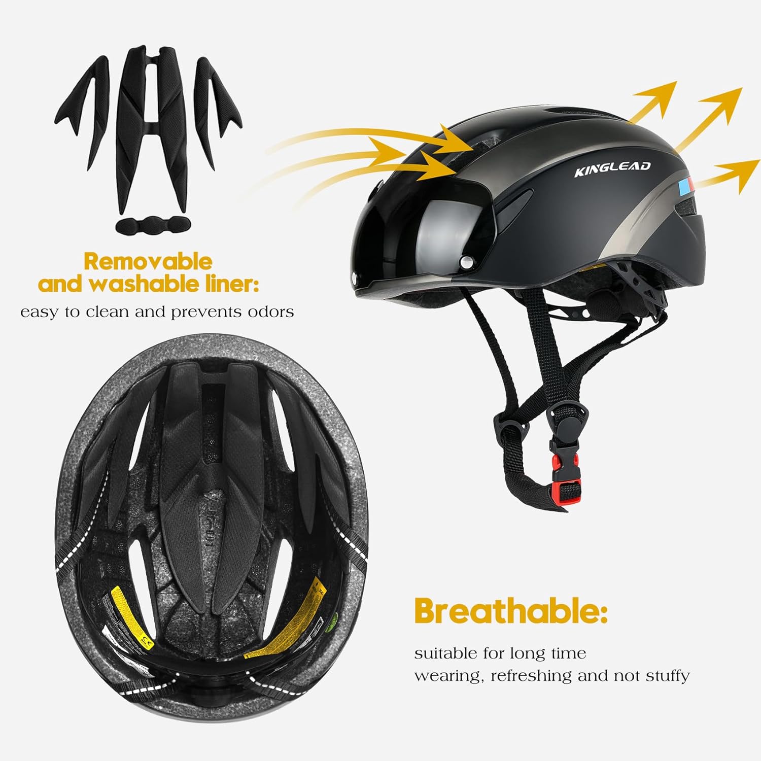 Bike Helmet for Adults Bicycle Helmet with Detachable Magnetic Googles & Adjustable Dial for Mountain Bikes, Road Bikes, Electric Bikes, Scooter