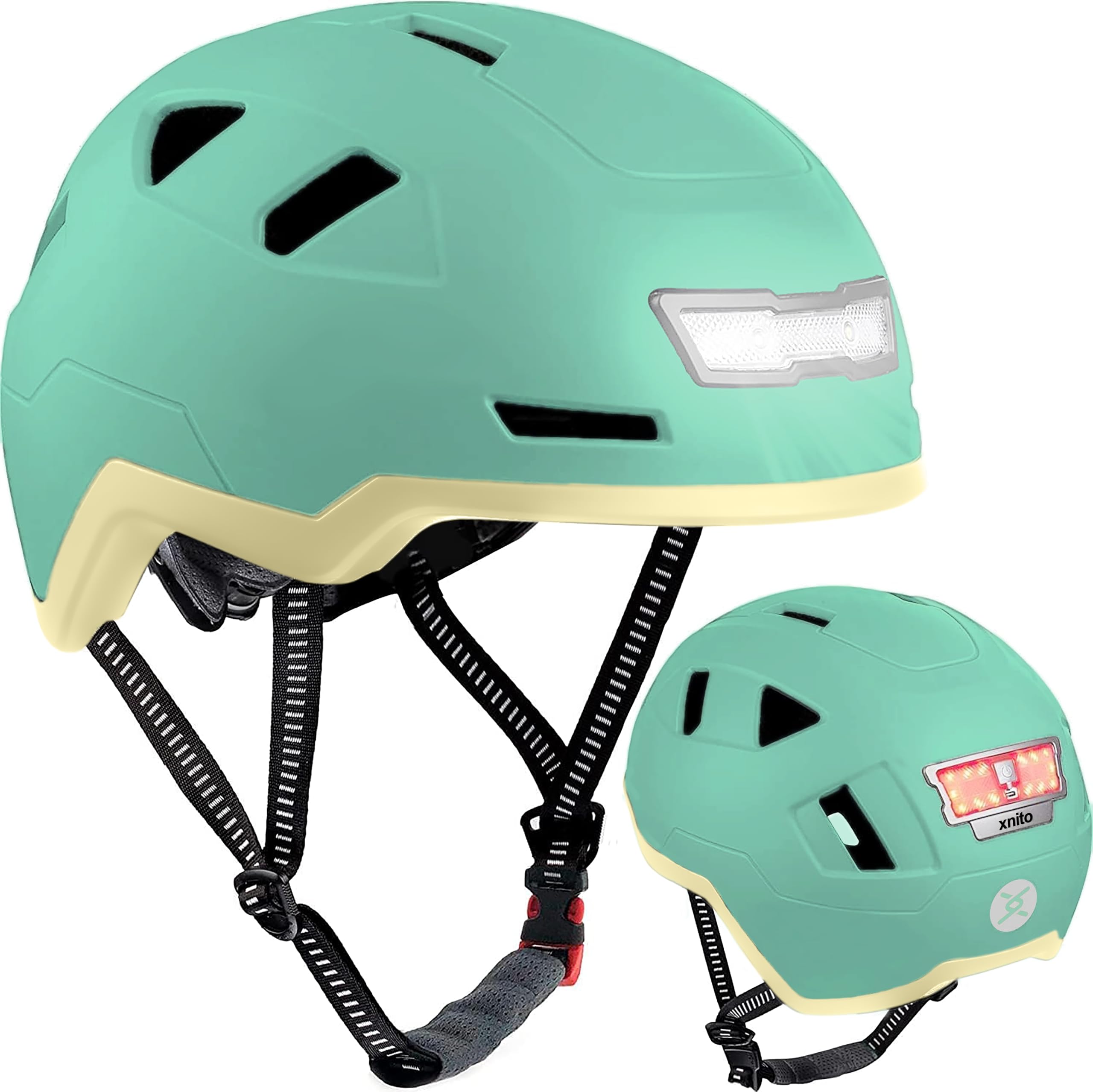 XNITO Bike Helmet with LED Lights - Urban Bicycle Helmet for Adults, Men & Women - CPSC & NTA-8776 Dual Certified - Class 3 E-Bikes, Scooters, Onewheel, Commuter, Mountain