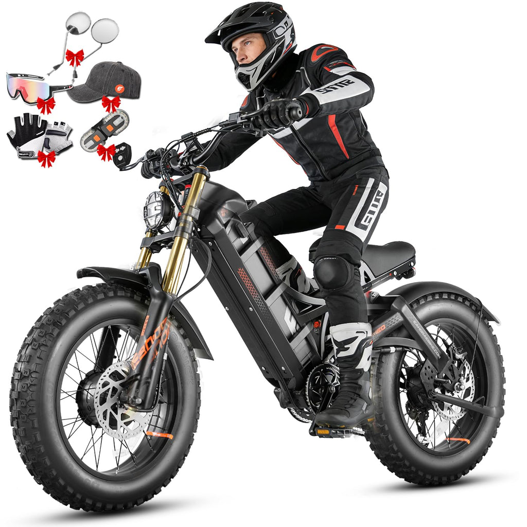 2026 eAhora Romeo Dual-Motor Ebike - 50Mph 5600W 60-80AH 250Miles Long Range Electric Bike for Adults, Full Suspension Hydraulic Brakes Electric Bicycle, 26" Mountain Bike for Off-Road Commuting