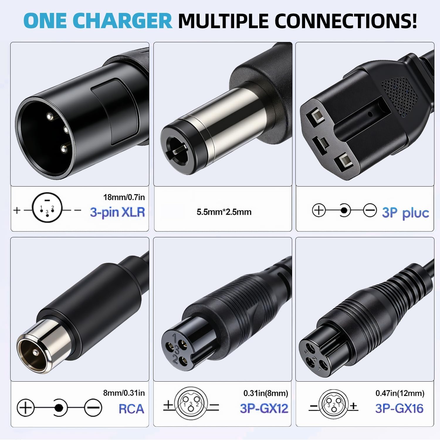 SGS Certified 54.6V 2A Fast Electric Bicycle Charger for 48V Ebike Battery - Fast Charging, Overcharge Protection, Compatible with Ecotric City/Beach, Lectric XP 2.0/3.0, Evercross H5/H7
