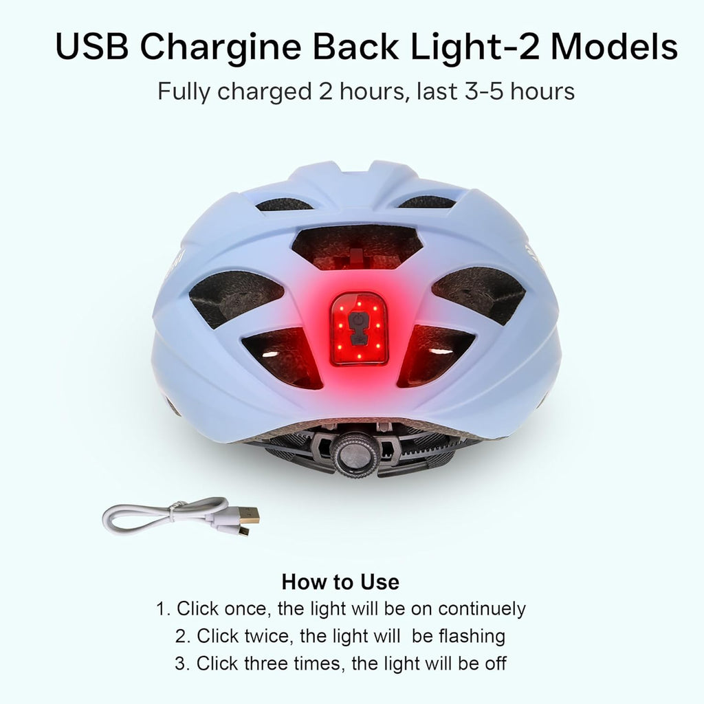 DKONI Bike Helmet Adult Urban:Bicycle Helmet for Men Women with USB Charge Detachable Taillight Helmets for Commuter Cycling Scooters