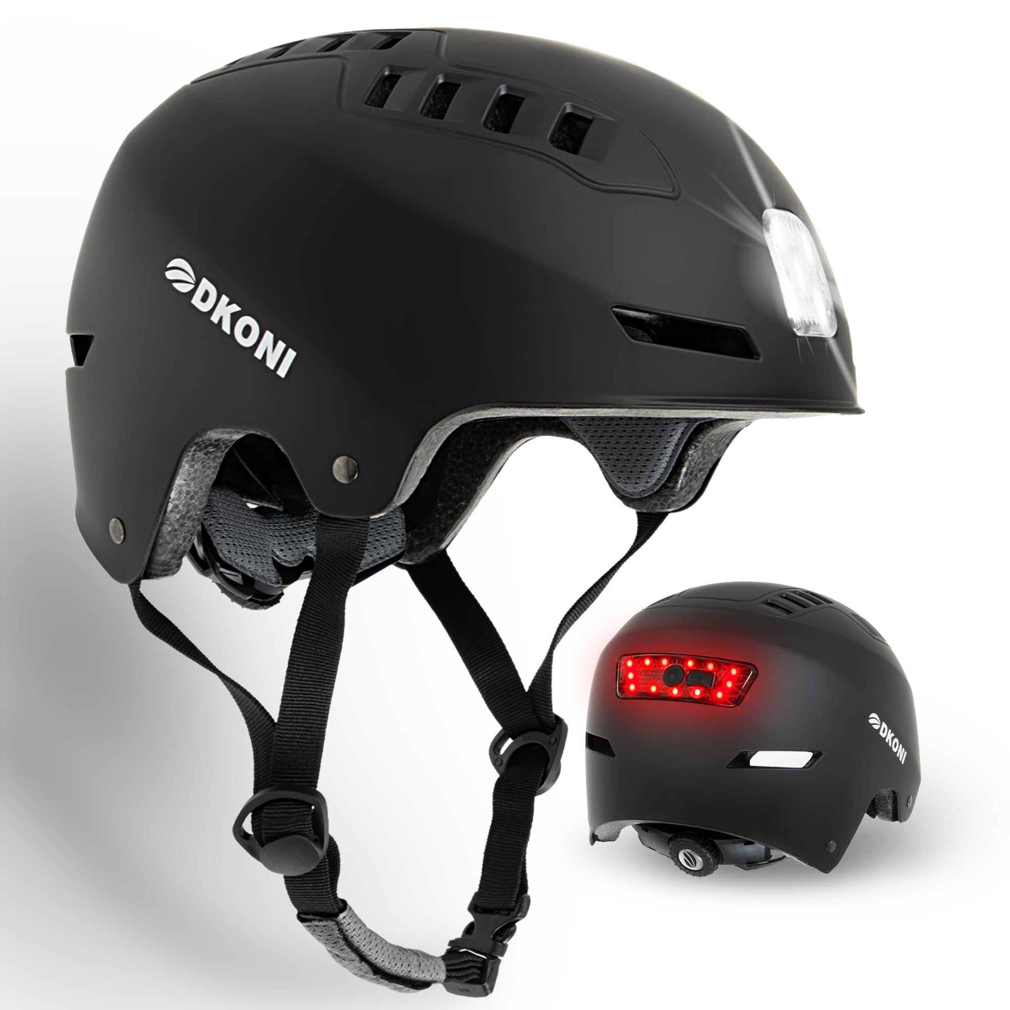 DKONI Bike Helmet with LED Lights Bicycle Helmets Commuter Cycling Helmet USB Rechargeable Front & Back LED Light Helmet for Adult Men Women