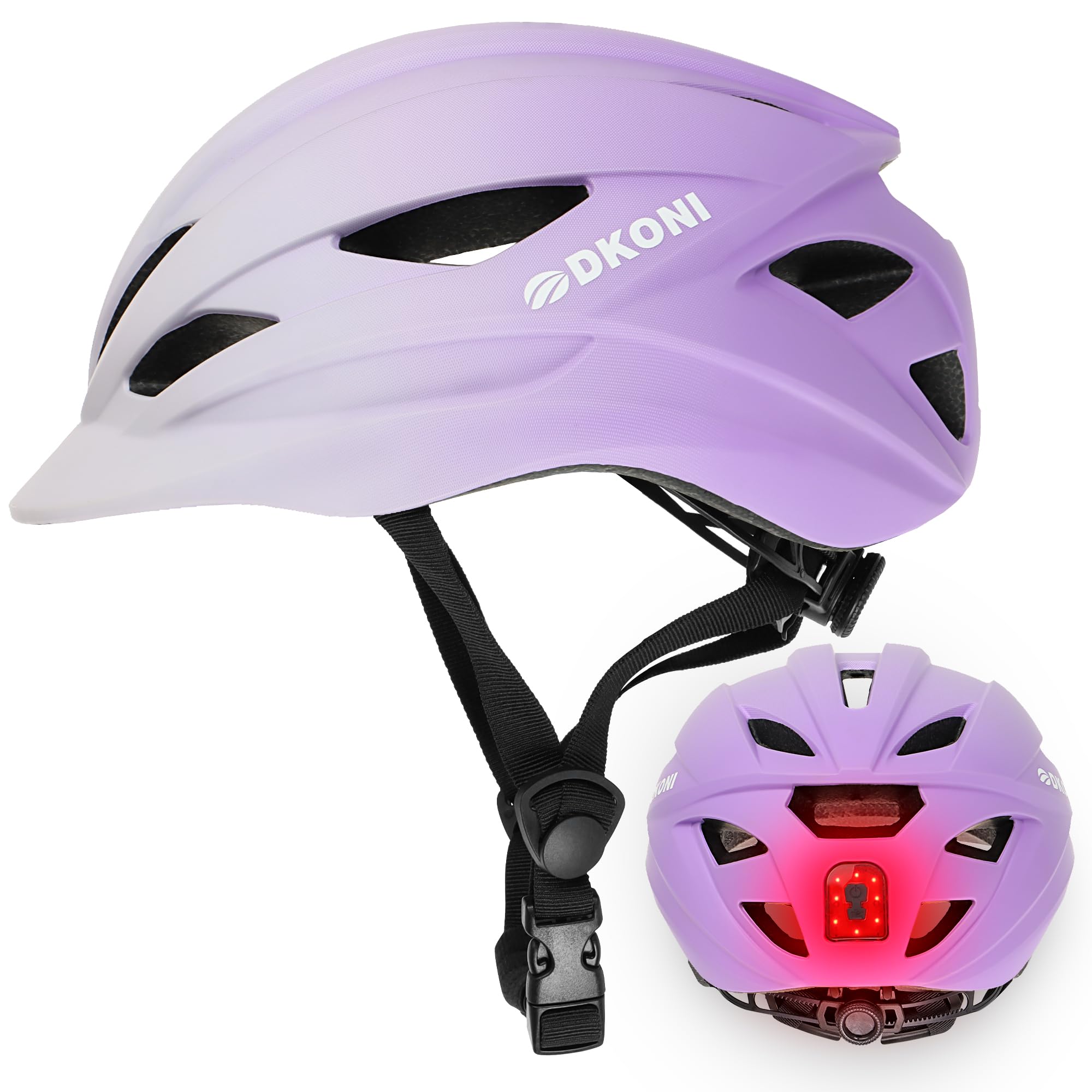 DKONI Bike Helmet Adult Urban:Bicycle Helmet for Men Women with USB Charge Detachable Taillight Helmets for Commuter Cycling Scooters