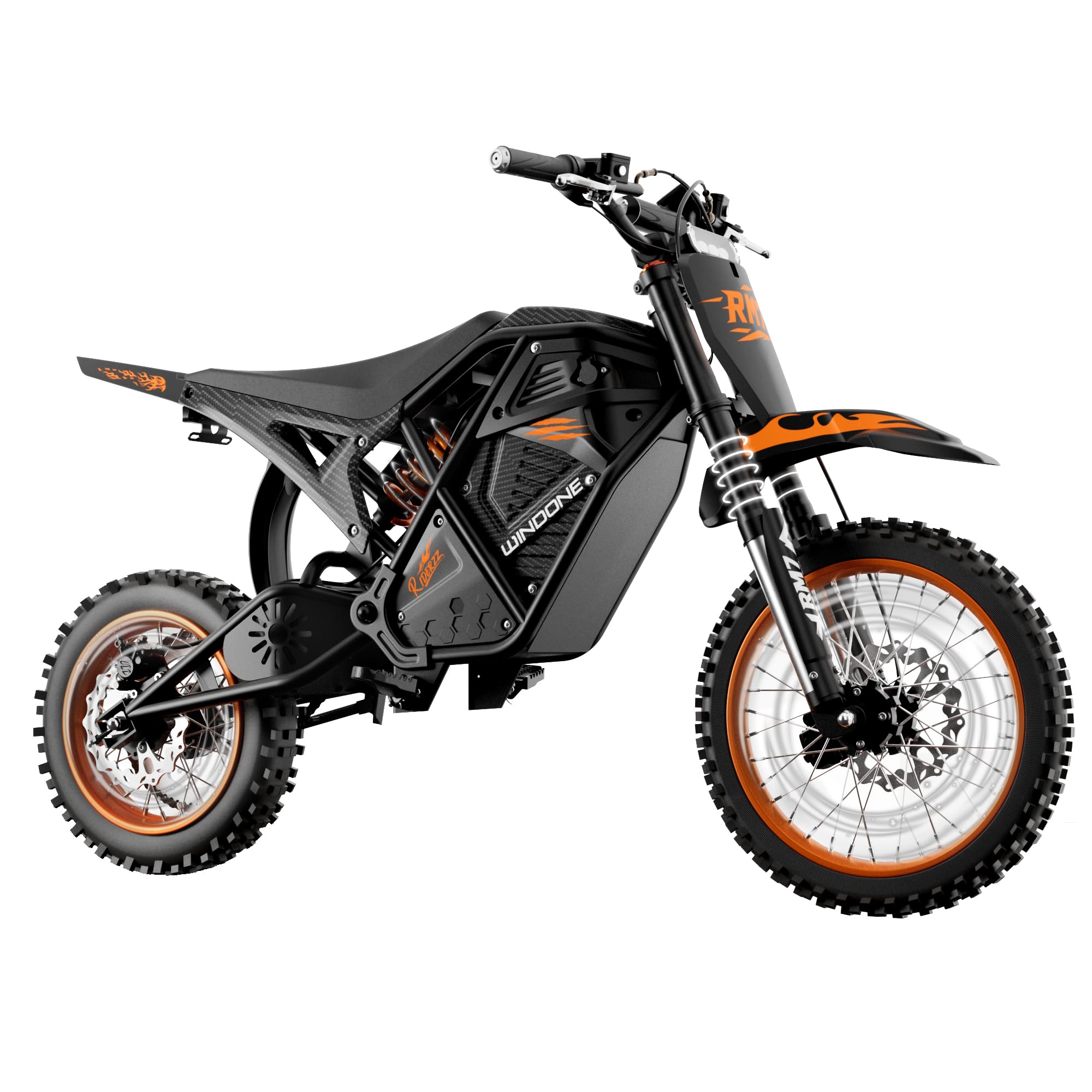 RM7 Electric Dirt Bike for Adults & Teens, 2200W Peak Ebike, 48V 22.5Ah, 37 MPH, 45 Miles, 14"/12" Tire Off-Road Electric Motorcycle, Dual Hydraulic Brakes, Fit Age 13+