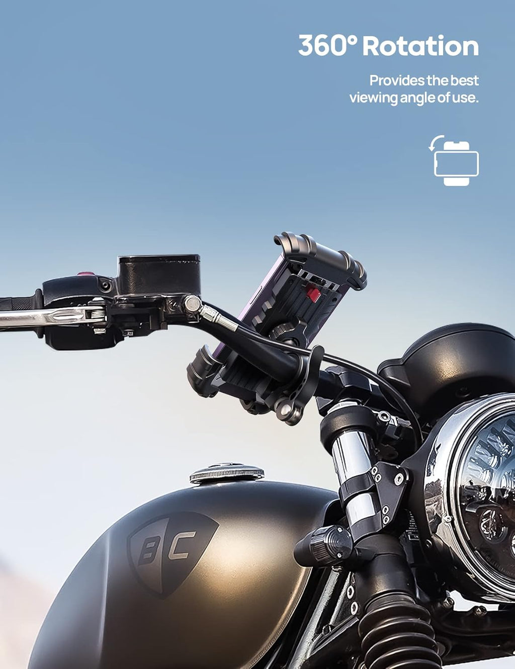Lamicall Bike Phone Holder, Motorcycle Mount - Motorcycle Phone Holder, Handlebar Cell Phone Clamp, E-Bike Scooter Phone Clip for iPhone 17 Air Pro Max, 16 15 Plus, S20, 4.7 to 6.8" Smartphones
