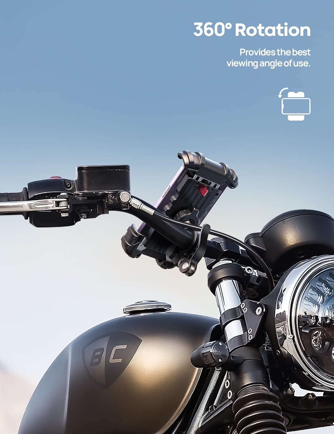 Lamicall Bike Phone Holder, Motorcycle Mount - Motorcycle Phone Holder, Handlebar Cell Phone Clamp, E-Bike Scooter Phone Clip for iPhone 17 Air Pro Max, 16 15 Plus, S20, 4.7 to 6.8" Smartphones