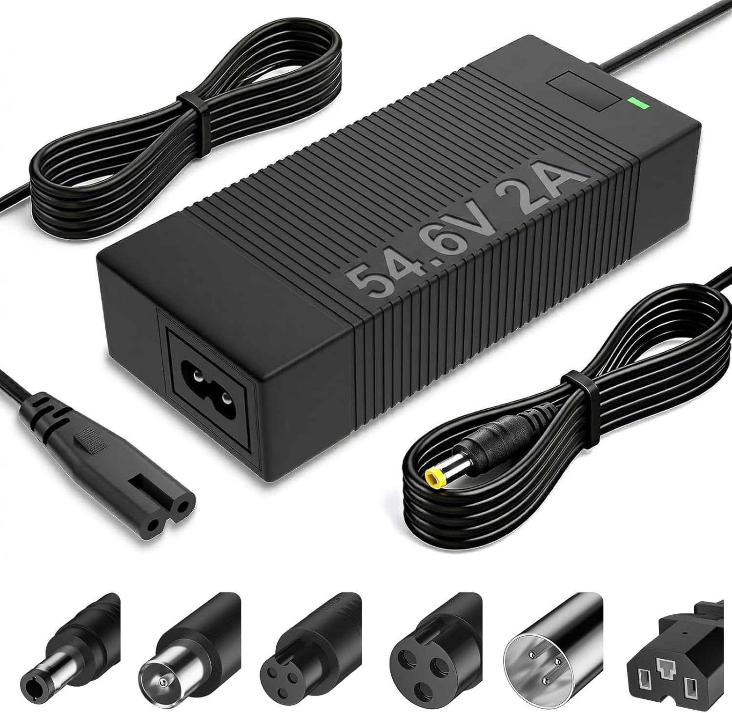 QKIIP 54.6V 2A Ebike Charger for 48V Lithium Battery, Universal Electric Bike Scooter Charger with 7 Plugs, Compatible with Ecotric City/Beach, Lectric XP 2.0/3.0, Evercross H5/H7