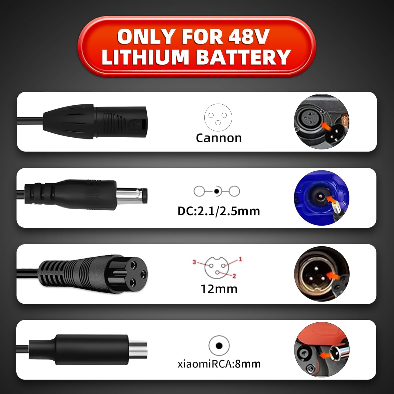 UL Certified 54.6V 2A Fast Electric Bike Charger for 48V Ebike Battery - Compatible with Lectric XP 2.0/3.0, Ecotric City/Beach, Evercross H5/H7
