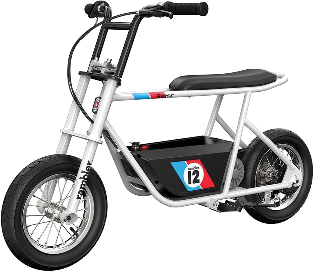 Razor Rambler 12 for Ages 13+ – 24V Electric Minibike with Retro Style, Up to 14 mph, Wide 12" Air- Filled Tires, High-Torque 250-watt Motor, Up to 40 Minutes Ride Time, for Riders up to 170 lbs