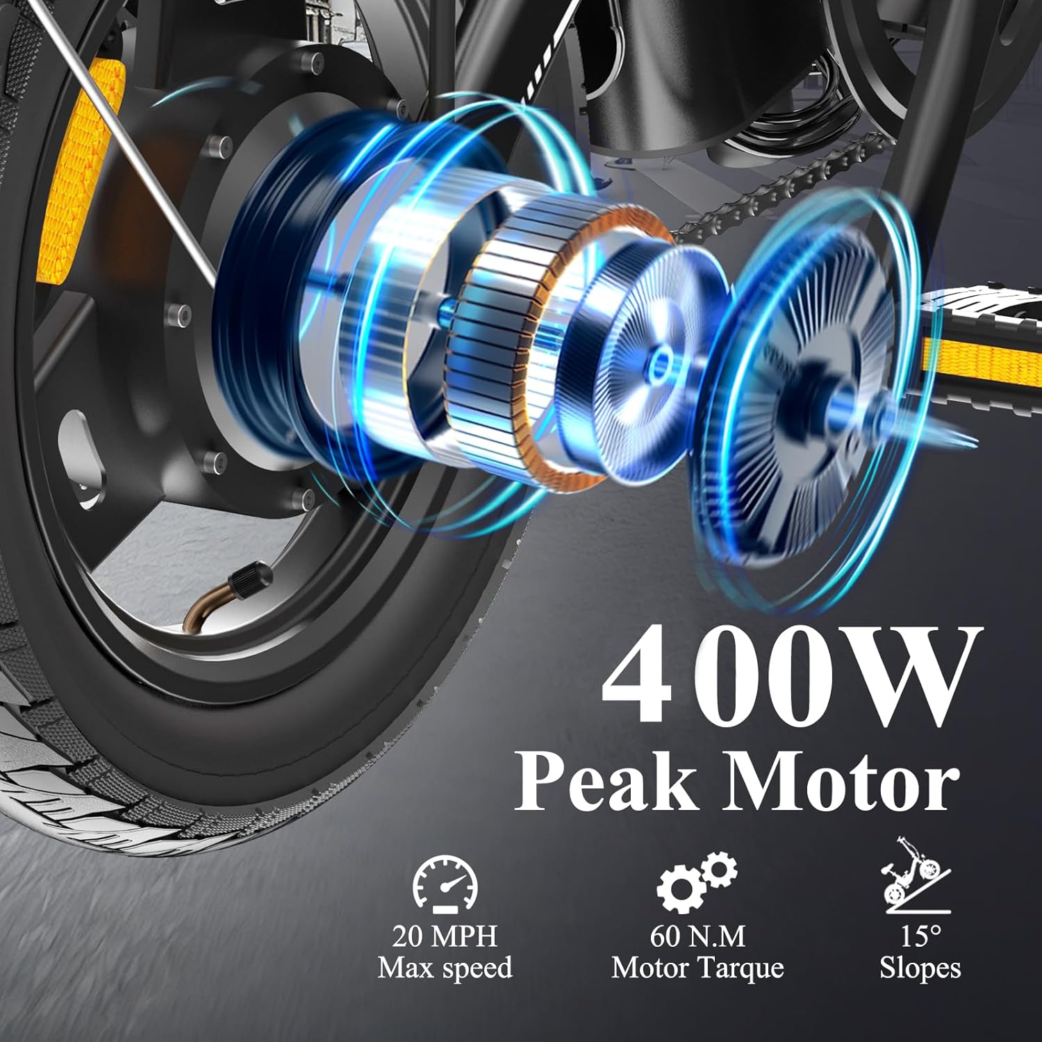 Bodywel Electric Bike for Adults, 14" Mini Foldable Ebike, 400W Peak Motor, 20 MPH, 25 Miles Range, City Commuter