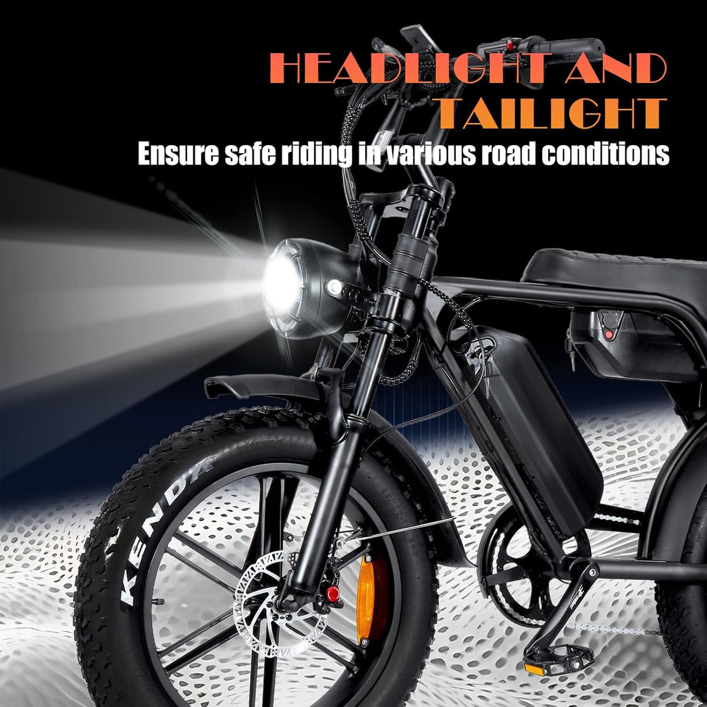 VOMO Electric Bike for Adults, 1500W 31MPH 48V 15.6AH Dual Battery E-Bike, 20" x4.0 Fat Tire Electric Dirt Bike, Full Suspension Electric Motorcycle Hydralic Brake Off-Road Moped Ebike