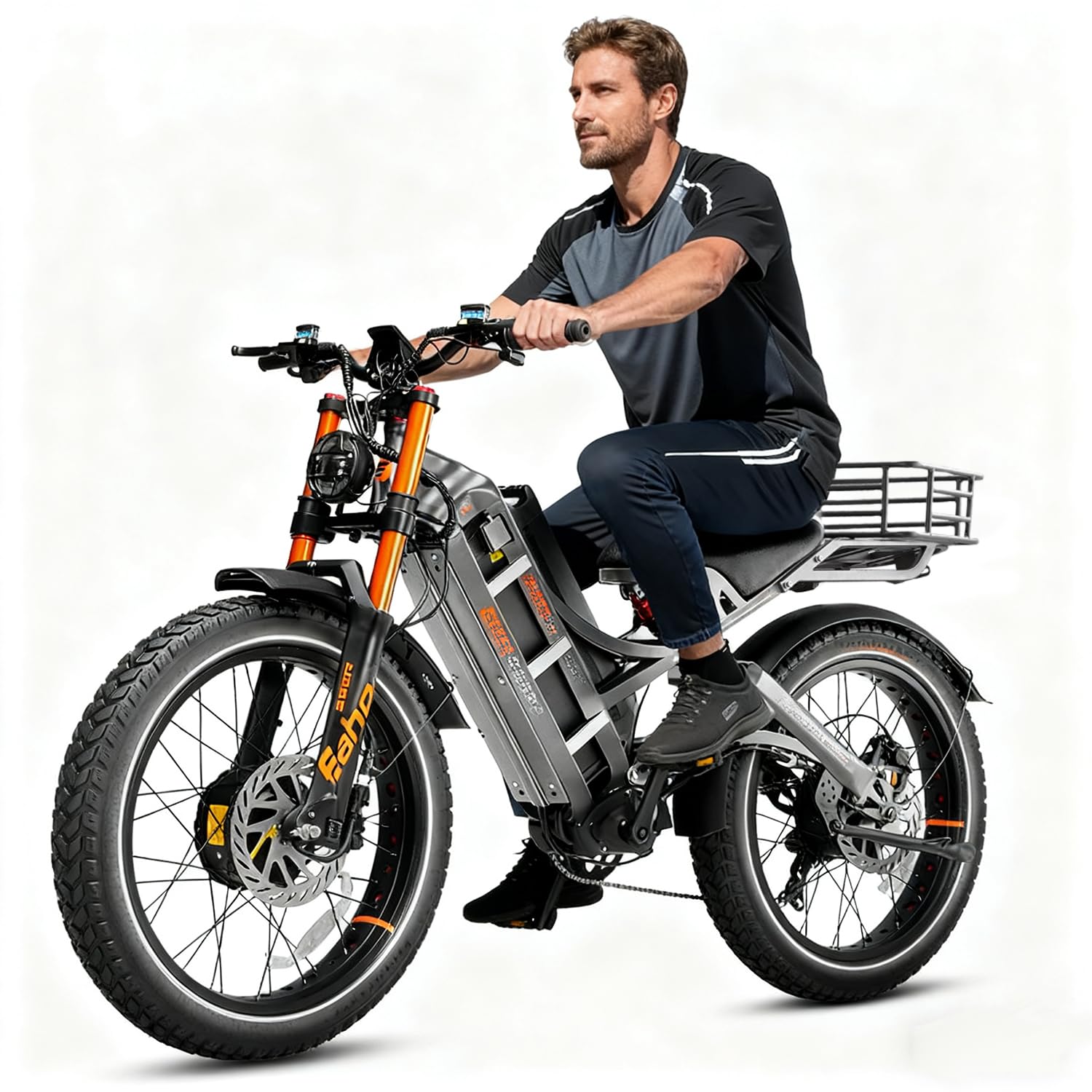 2026 eAhora Romeo Dual-Motor Ebike - 50Mph 5600W 60-80AH 250Miles Long Range Electric Bike for Adults, Full Suspension Hydraulic Brakes Electric Bicycle, 26" Mountain Bike for Off-Road Commuting