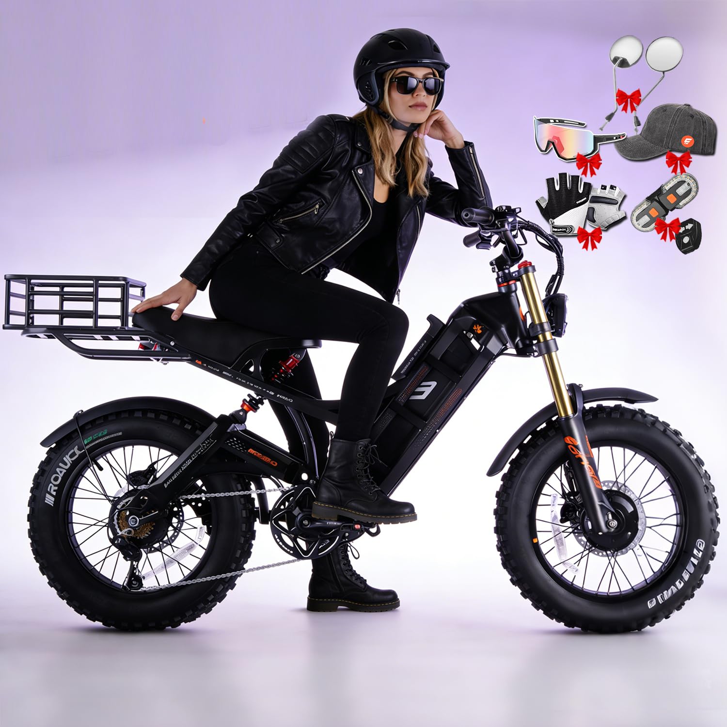 eAhora 2026 Romeo Electric Bike - Adults 40-50MPH 2500W/5600W Dual Motor 60V 80AH 250Miles Long Range Ebike, 26" Fat Tire Fast Electric Mountain Bike Full Suspension Off-Road E-Bike