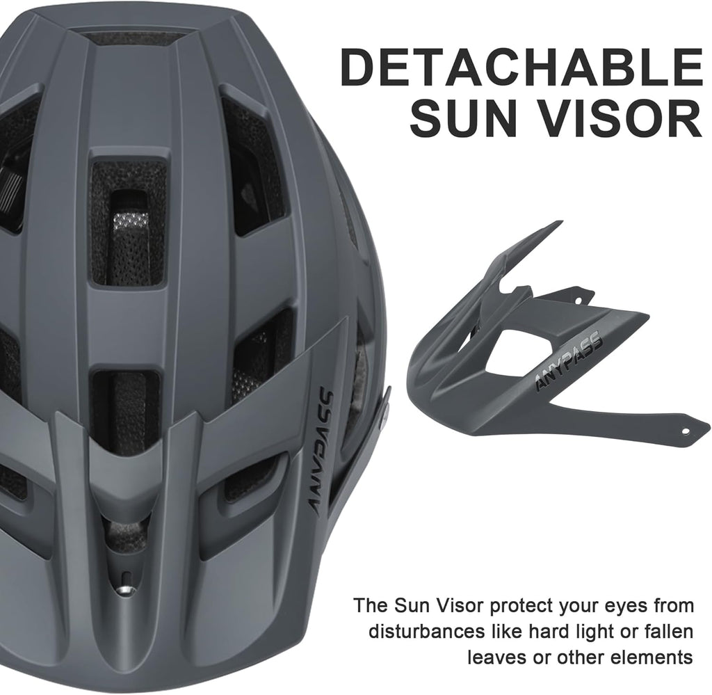 Mountain Bike Helmet Adult Men Women - Ultra Comfort, Super Lightweight Bicycle Helmets, MTB Cycling Gear Biking Accessories with Adjustable Fit & Removable Sun Visor