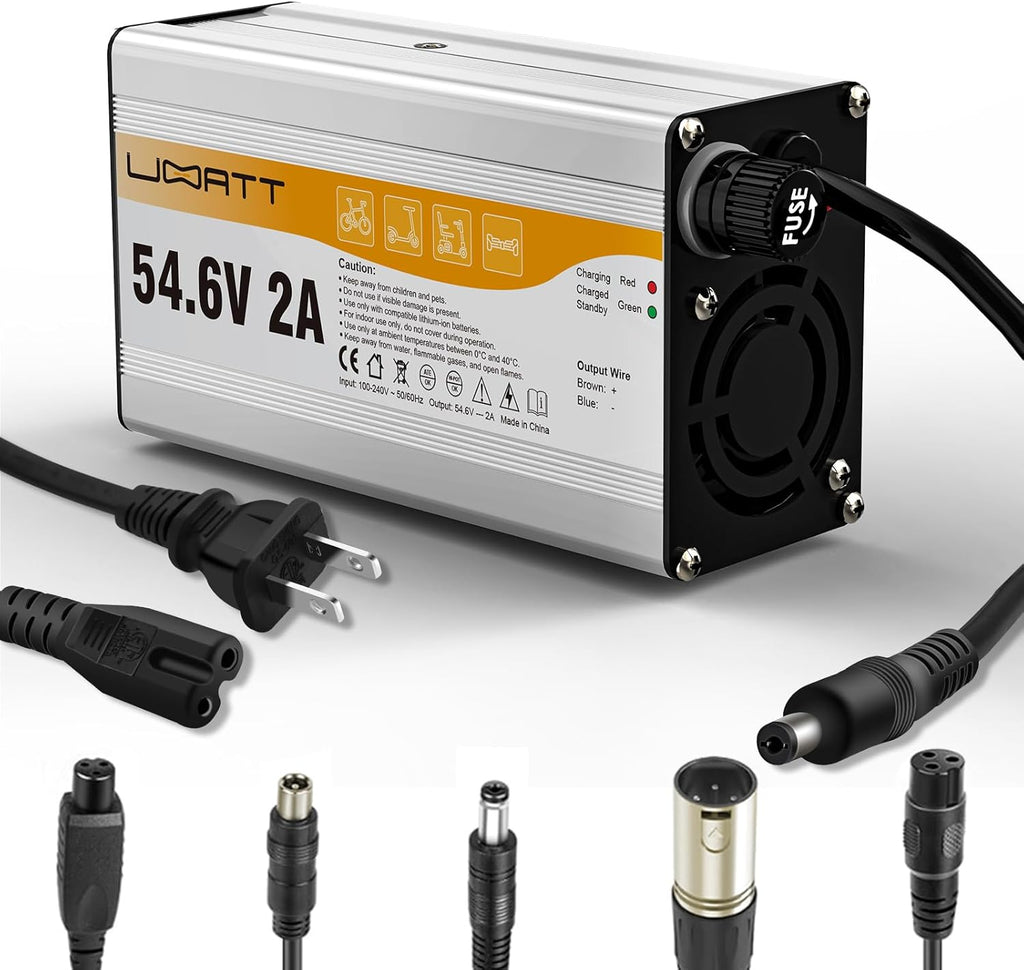 54.6V 2A Charger for 48V Lithium-ion Battery ebike Charger Electric Bike Charger Electric Scooter Charger Hoverboard Charger Replacement Charger with 6 Connectors