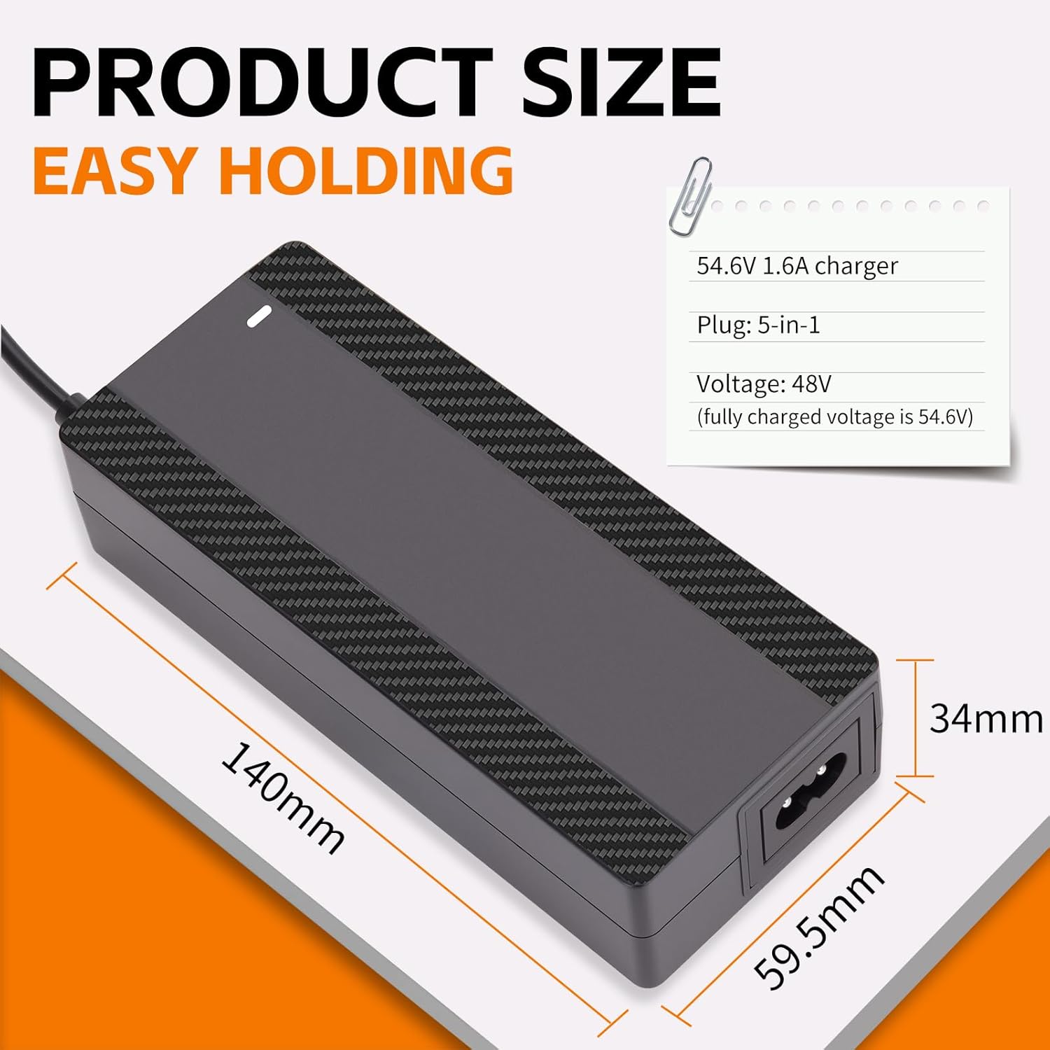 54.6V 1.6A Electric Scooter Charger for 48V Lithium Battery, 5-in-1 Plug Smart Ebike Charger Compatible with Jetson, Gotrax, Razor,Segway, Swagtron, Hiboy, Lectric XP and More