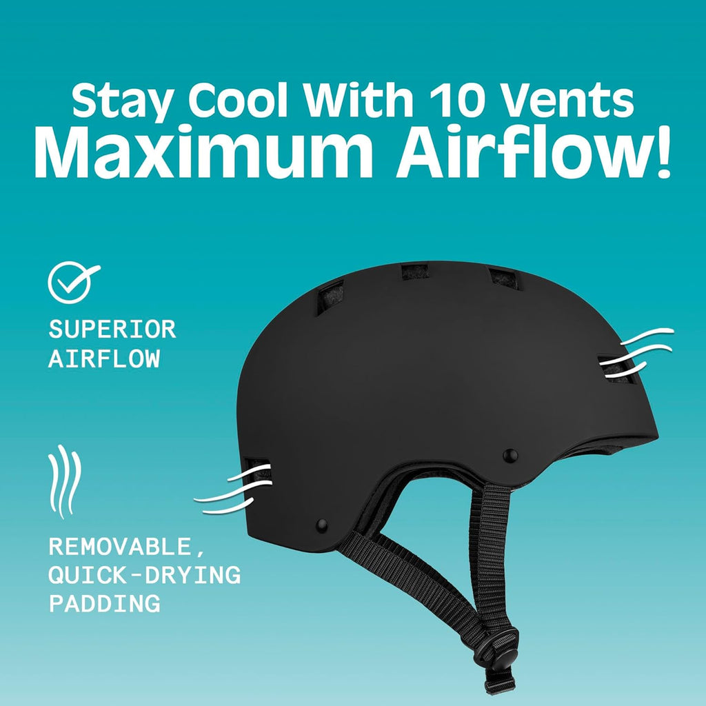 Retrospec Dakota Adult & Youth Bike Helmet - Multi-Sport Protection with ABS Shell, EPS Foam, 10 Vents & Removable Washable Padding for BMX, Skating, and Scooter