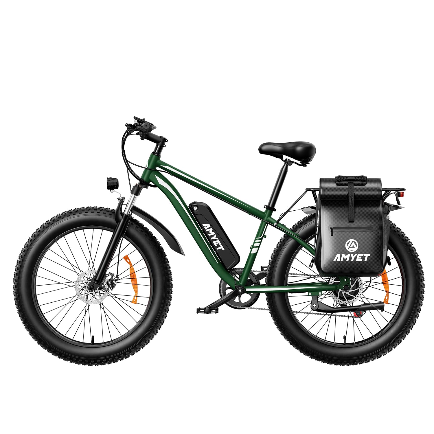 AMYET Electric Bike for Adults Peak 1500W Electric Bicycle 48V 15AH (720WH) Battery EBike 26" Fat Tire Mountain 28mph 7 Speed Gears Electric Bike with Pannier Bag