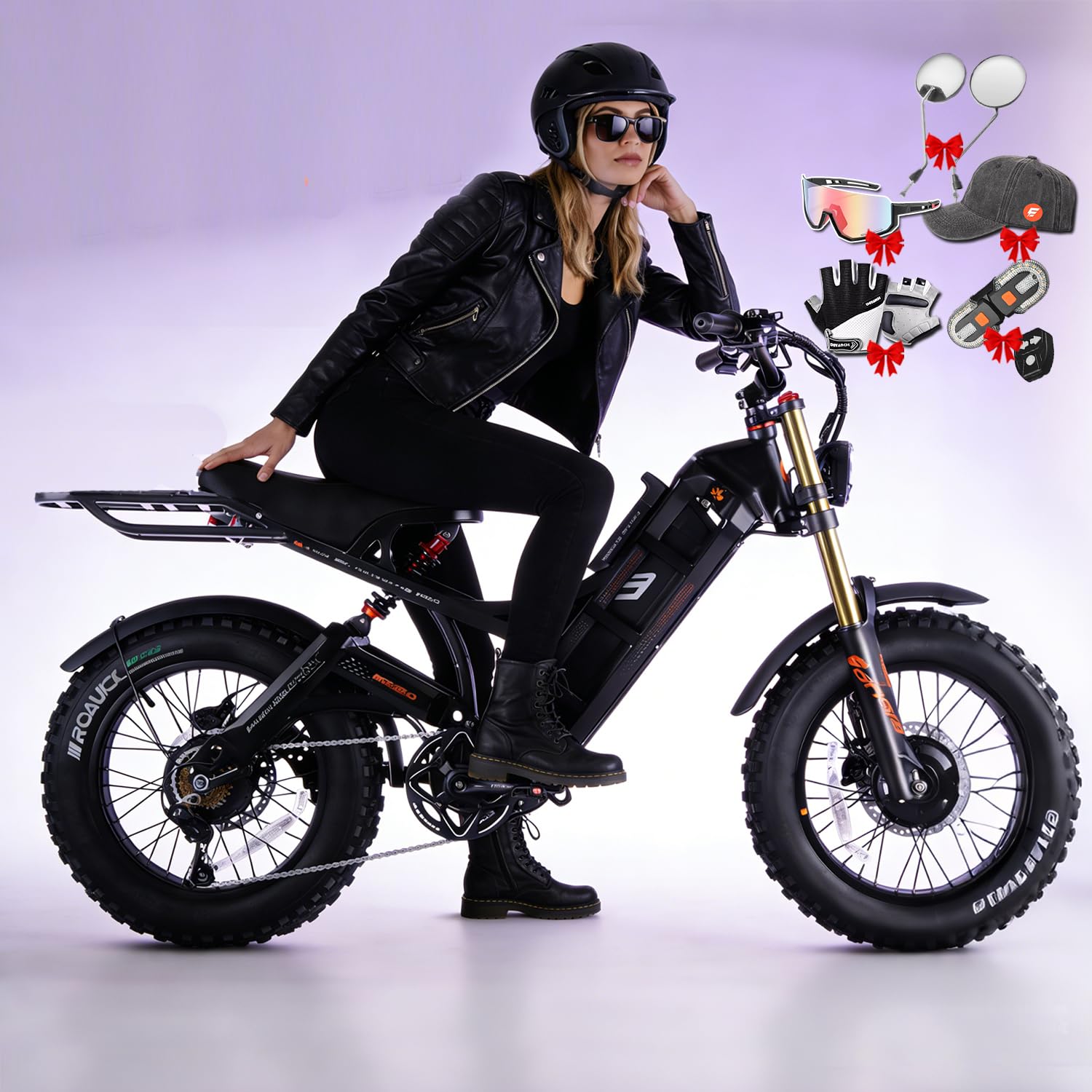 eAhora 2026 Romeo Electric Bike - Adults 40-50MPH 2500W/5600W Dual Motor 60V 80AH 250Miles Long Range Ebike, 26" Fat Tire Fast Electric Mountain Bike Full Suspension Off-Road E-Bike