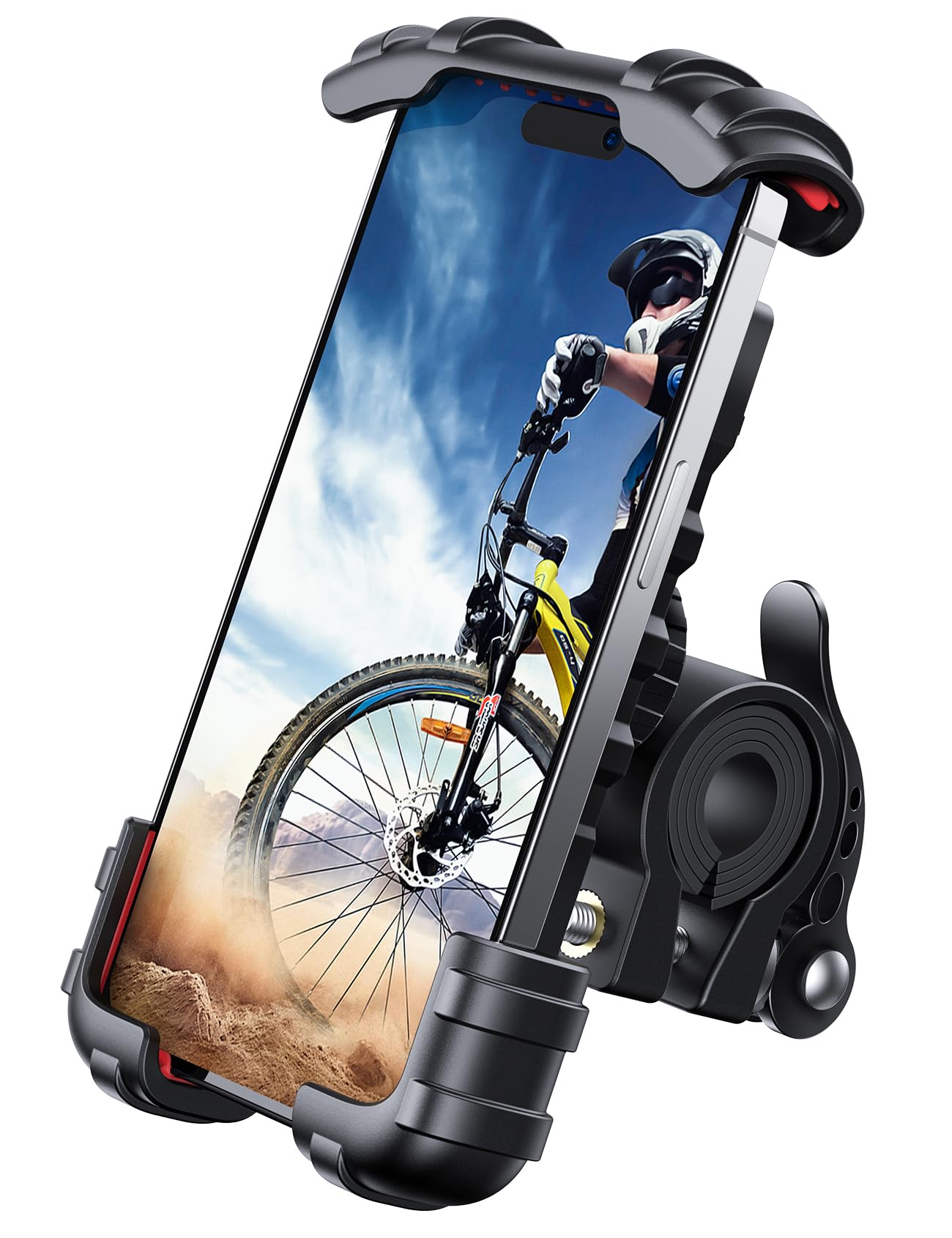 Lamicall Bike Phone Holder, Motorcycle Mount - Motorcycle Phone Holder, Handlebar Cell Phone Clamp, E-Bike Scooter Phone Clip for iPhone 17 Air Pro Max, 16 15 Plus, S20, 4.7 to 6.8" Smartphones