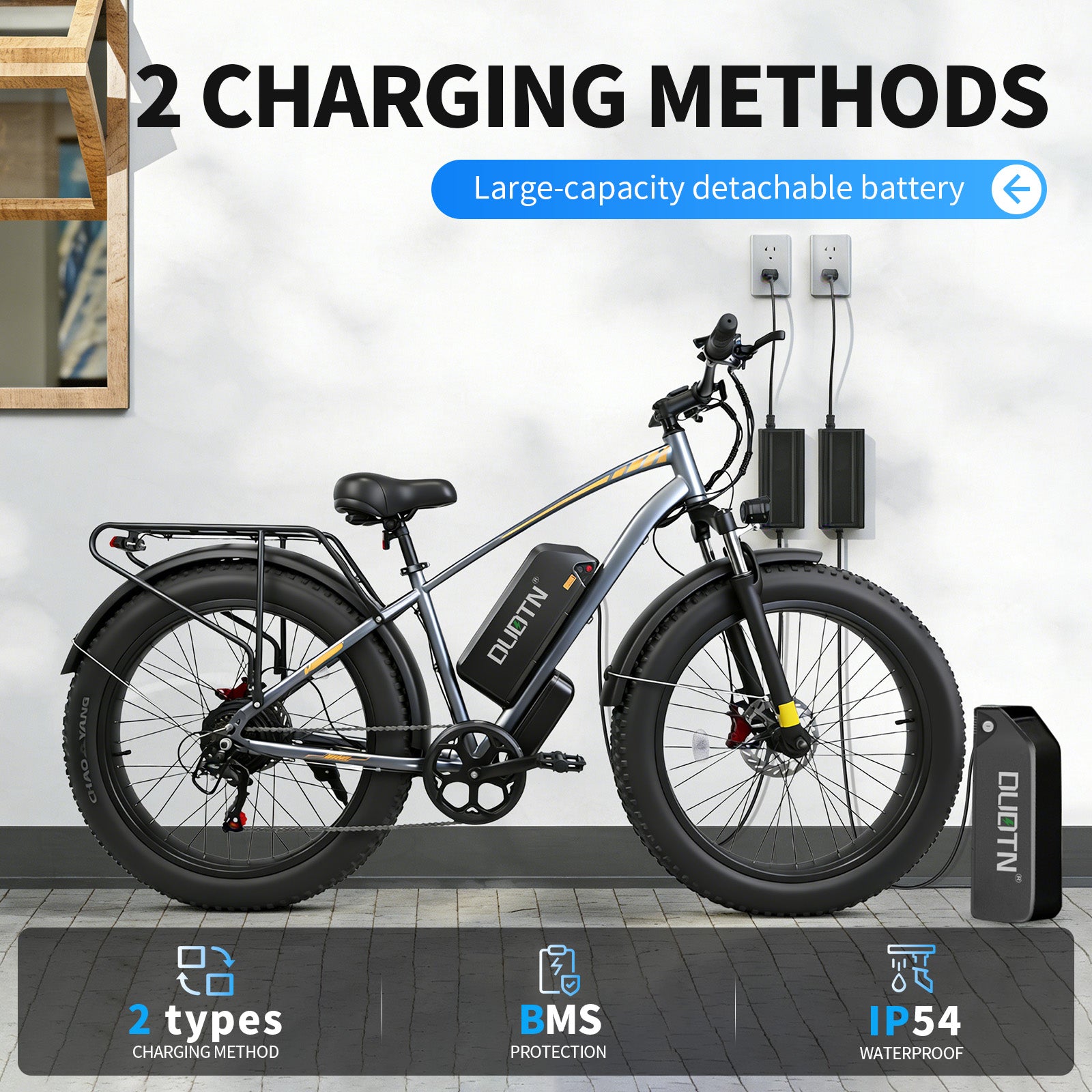 DUOTIN 1500W Fat Tire Electric Bike, 48V 18.2AH Detachable Battery 50KM/H 26"×4.0 All Terrain E-Bike, Aluminum Frame Hydraulic Disc Brake Electric Mountain Bicycle