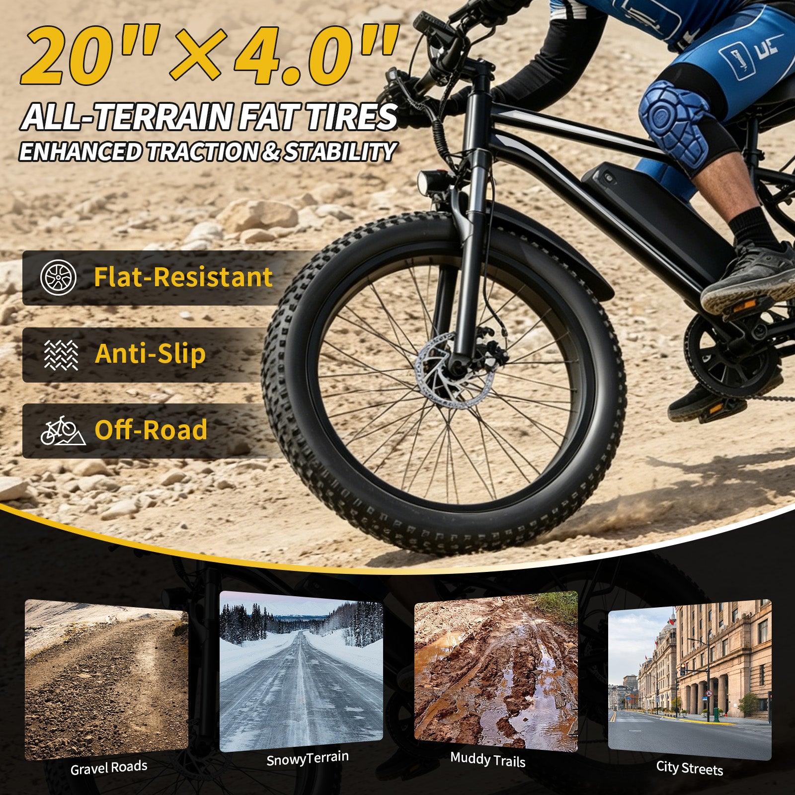 1500W Peak Fat Tire Electric Bike, 48V 15AH Detachable Battery 32MPH All Terrain E-Bike, Full Suspension Aluminum Frame Electric Mountain Bicycle with Hydraulic Disc Brakes