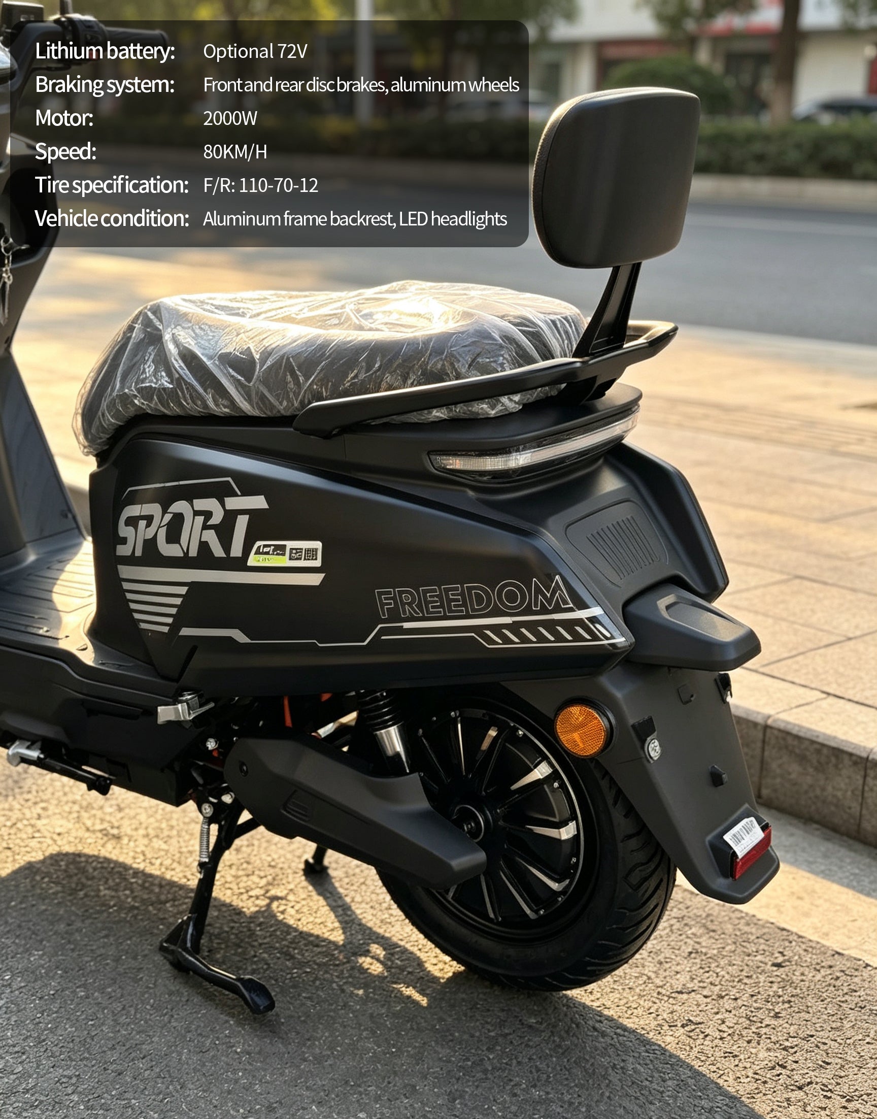 2000W High Speed Electric Scooter Motorcycle | 80km/h Max Speed, Available options. Range, Front & Rear Disc Brakes Adult E-Bike